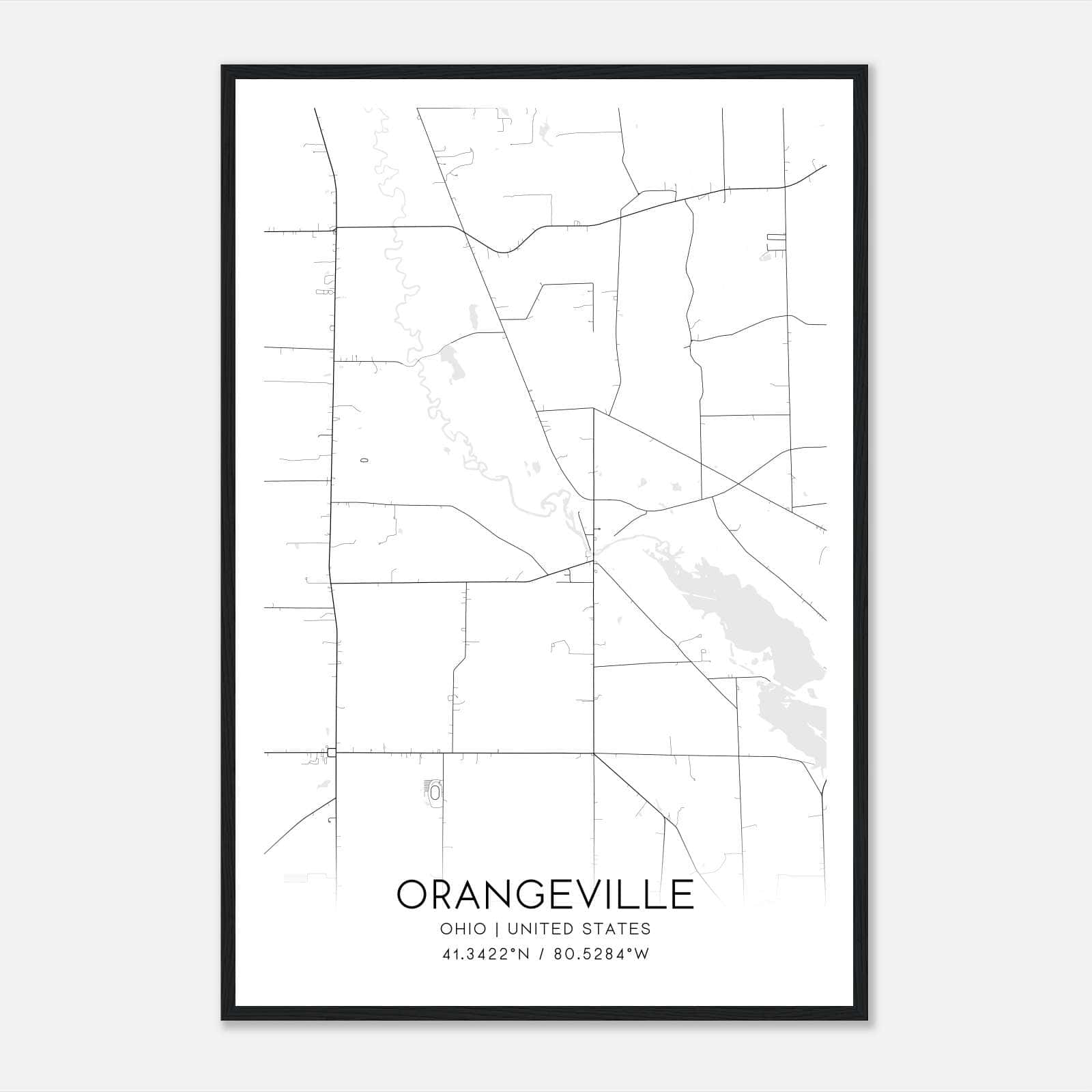Orangeville Ohio Map Poster, Modern Home Decor Wall Art Print Orangeville Ohio Map Poster, Modern Home Decor Wall Art Print