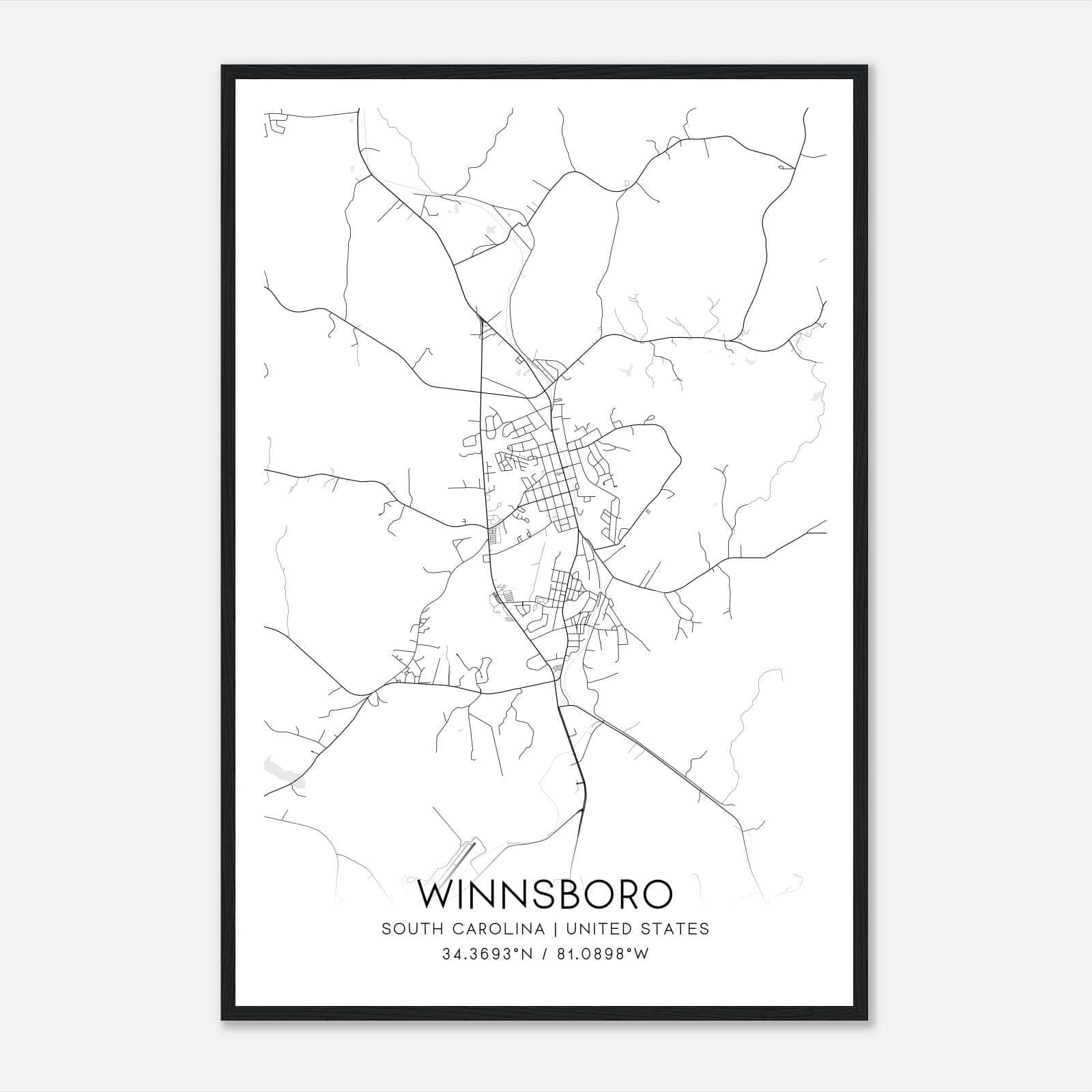 Winnsboro South Carolina Map Poster, Modern Home Decor Wall Art Print Winnsboro South Carolina Map Poster, Modern Home Decor Wall Art Print