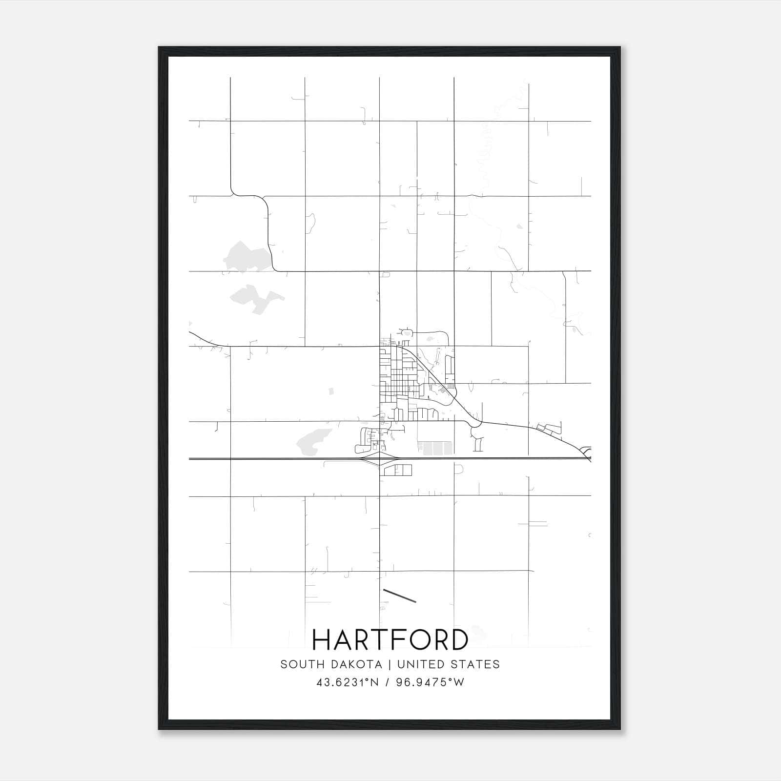 Hartford South Dakota Map Poster, Modern Home Decor Wall Art Print Hartford South Dakota Map Poster, Modern Home Decor Wall Art Print