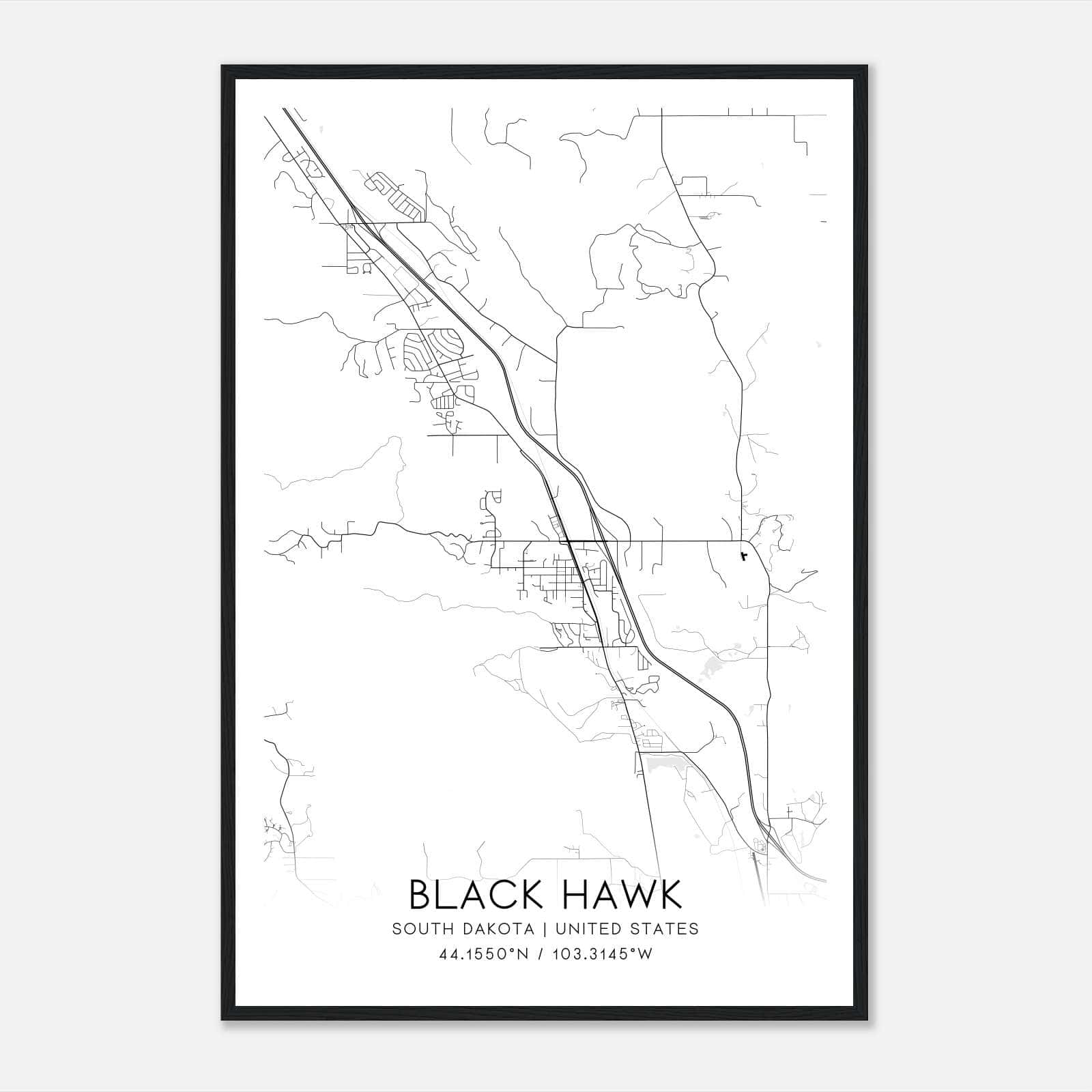 Black Hawk South Dakota Map Poster, Modern Home Decor Wall Art Print Black Hawk South Dakota Map Poster, Modern Home Decor Wall Art Print