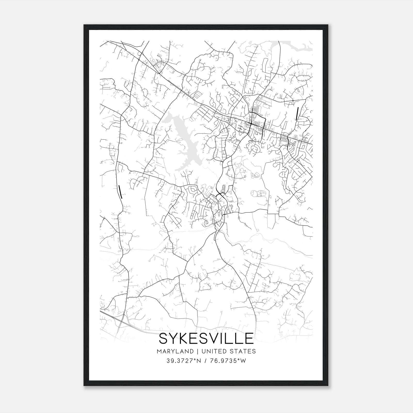 Sykesville Maryland Map Poster, Modern Home Decor Wall Art Print Sykesville Maryland Map Poster, Modern Home Decor Wall Art Print