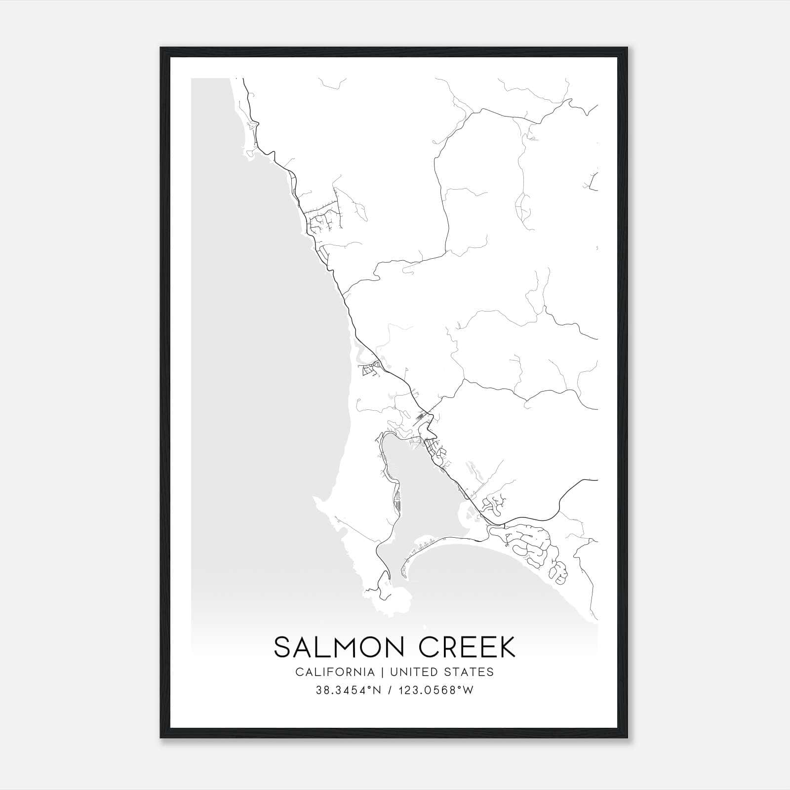 Salmon Creek California Map Poster, Modern Home Decor Wall Art Print Salmon Creek California Map Poster, Modern Home Decor Wall Art Print