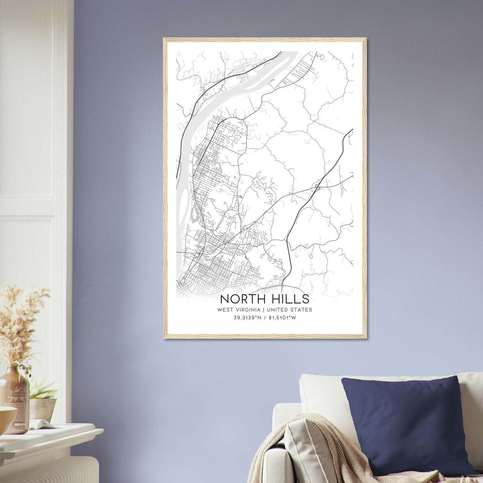 Deerfield Kansas Map Poster, Modern Home Decor Wall Art Print (Copy)