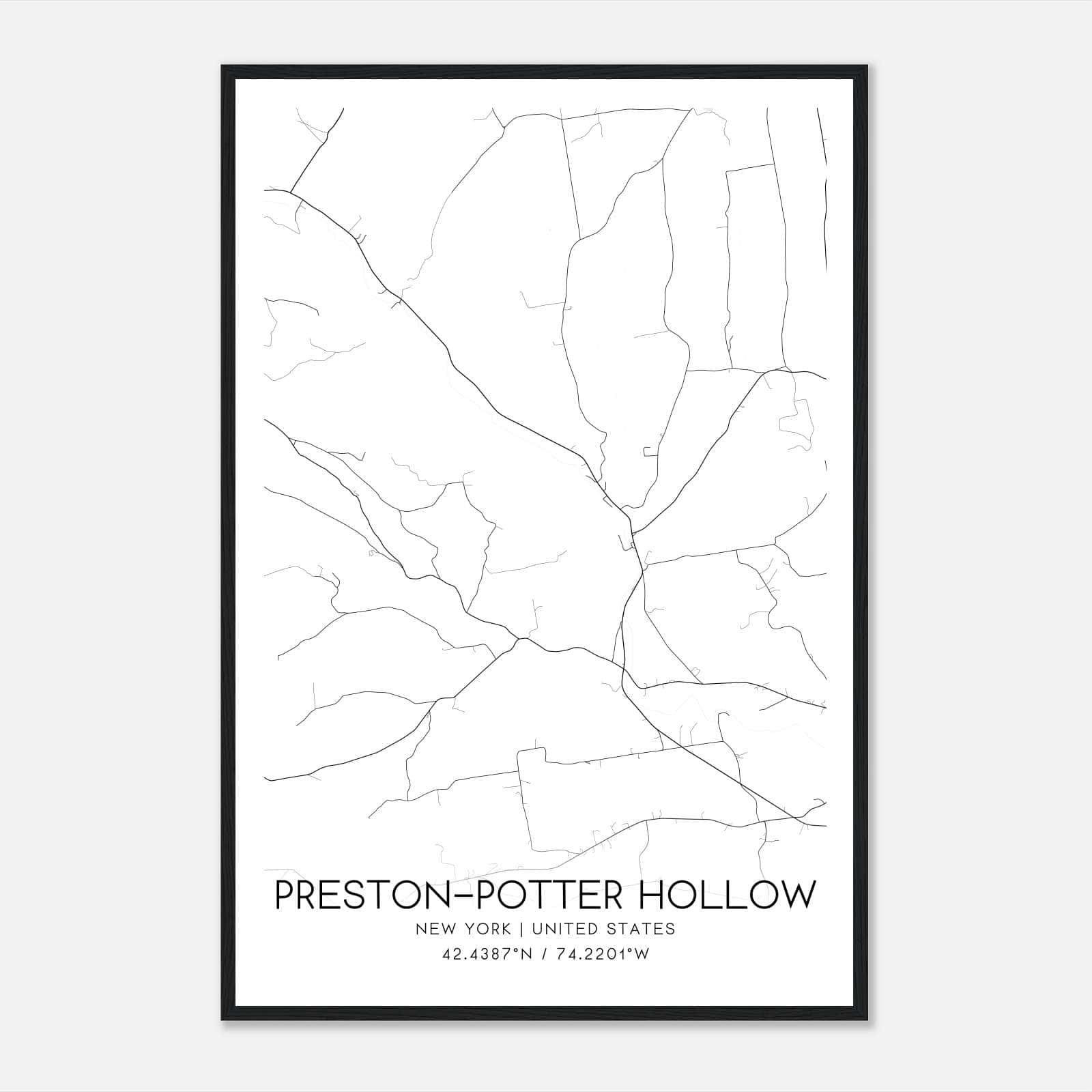 Preston-Potter Hollow New York Map Poster, Modern Home Decor Wall Art Print Preston-Potter Hollow New York Map Poster, Modern Home Decor Wall Art Print