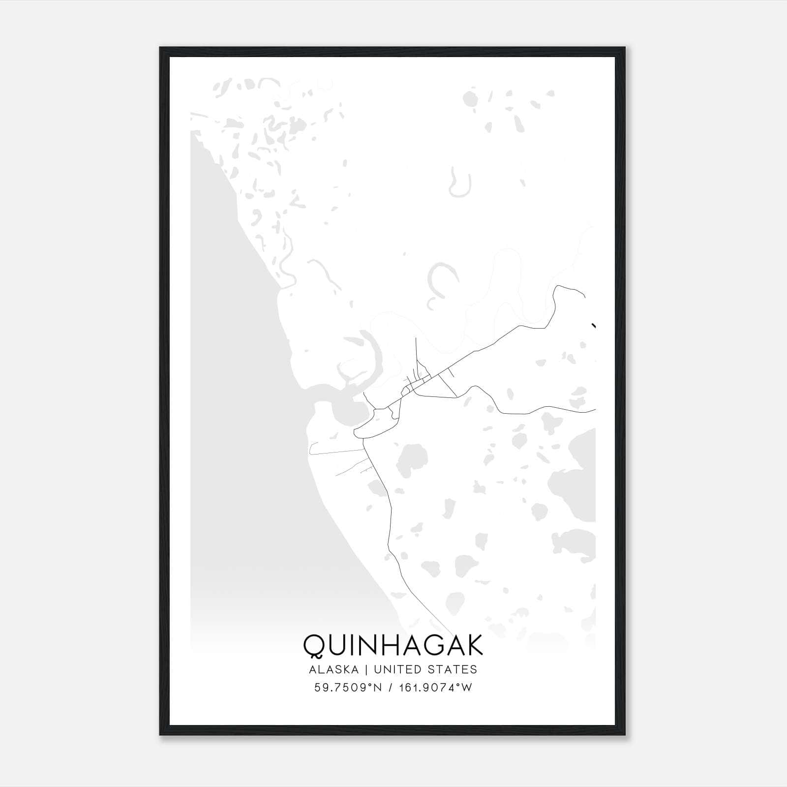 Quinhagak Alaska Map Poster, Modern Home Decor Wall Art Print Quinhagak Alaska Map Poster, Modern Home Decor Wall Art Print