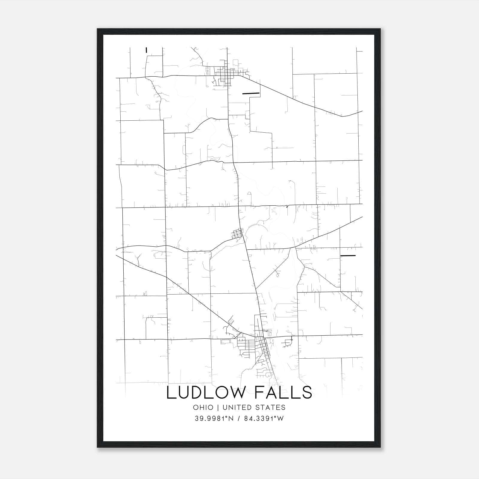 Ludlow Falls Ohio Map Poster, Modern Home Decor Wall Art Print Ludlow Falls Ohio Map Poster, Modern Home Decor Wall Art Print