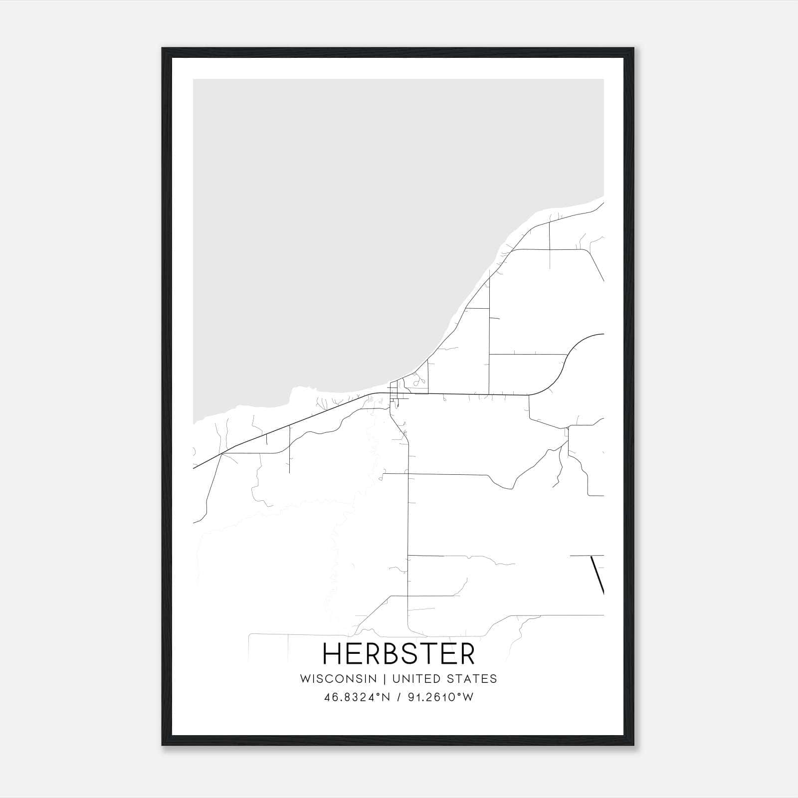 Herbster Wisconsin Map Poster, Modern Home Decor Wall Art Print Herbster Wisconsin Map Poster, Modern Home Decor Wall Art Print