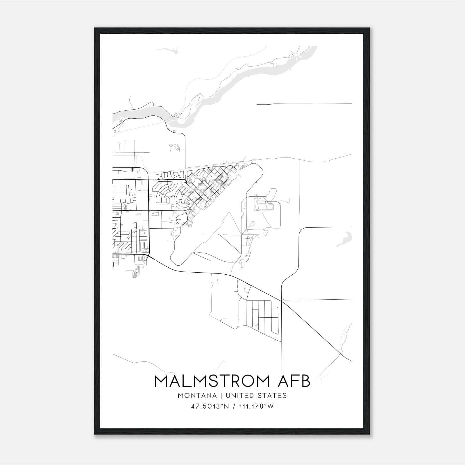 Malmstrom Afb Montana Map Poster, Modern Home Decor Wall Art Print Malmstrom Afb Montana Map Poster, Modern Home Decor Wall Art Print