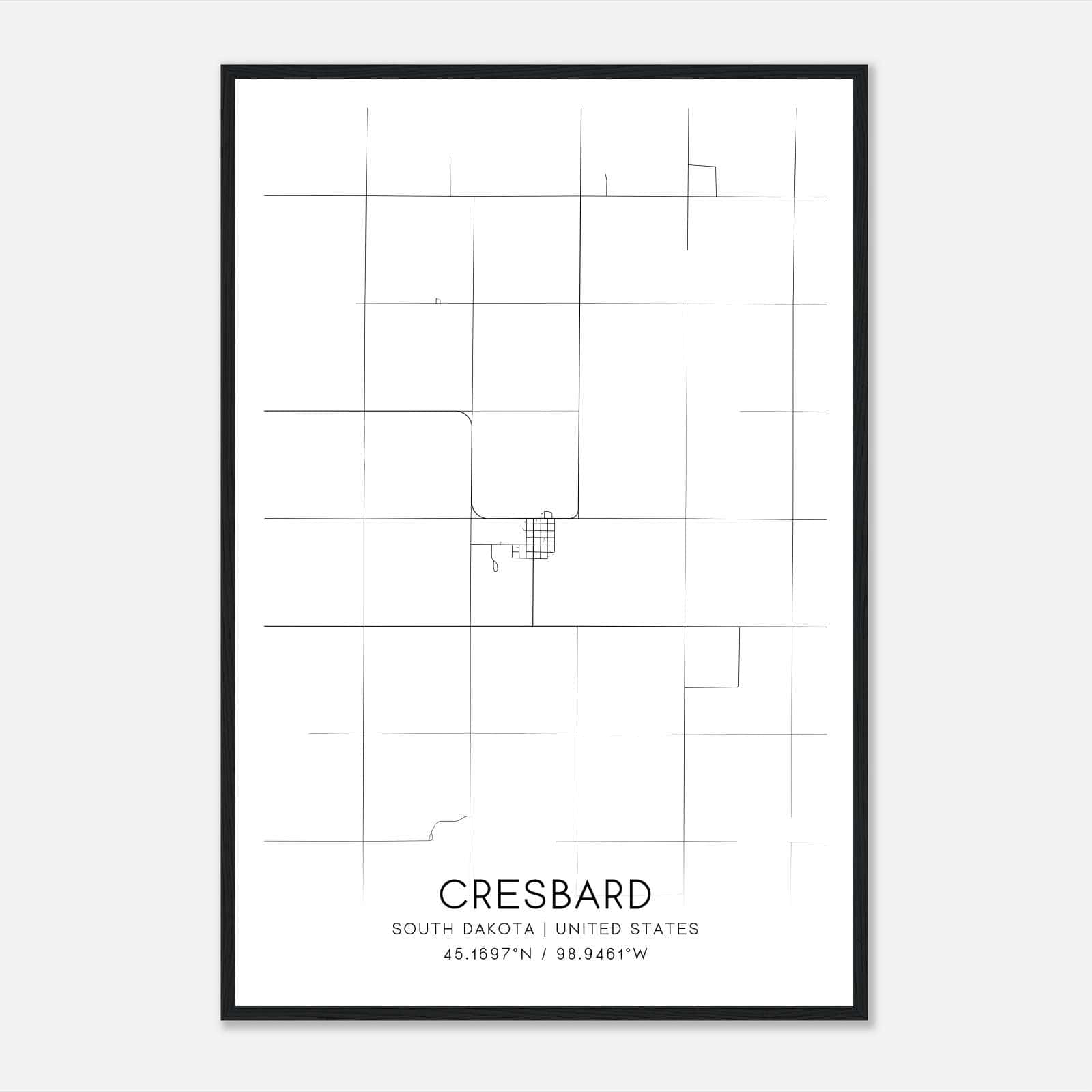 Cresbard South Dakota Map Poster, Modern Home Decor Wall Art Print Cresbard South Dakota Map Poster, Modern Home Decor Wall Art Print