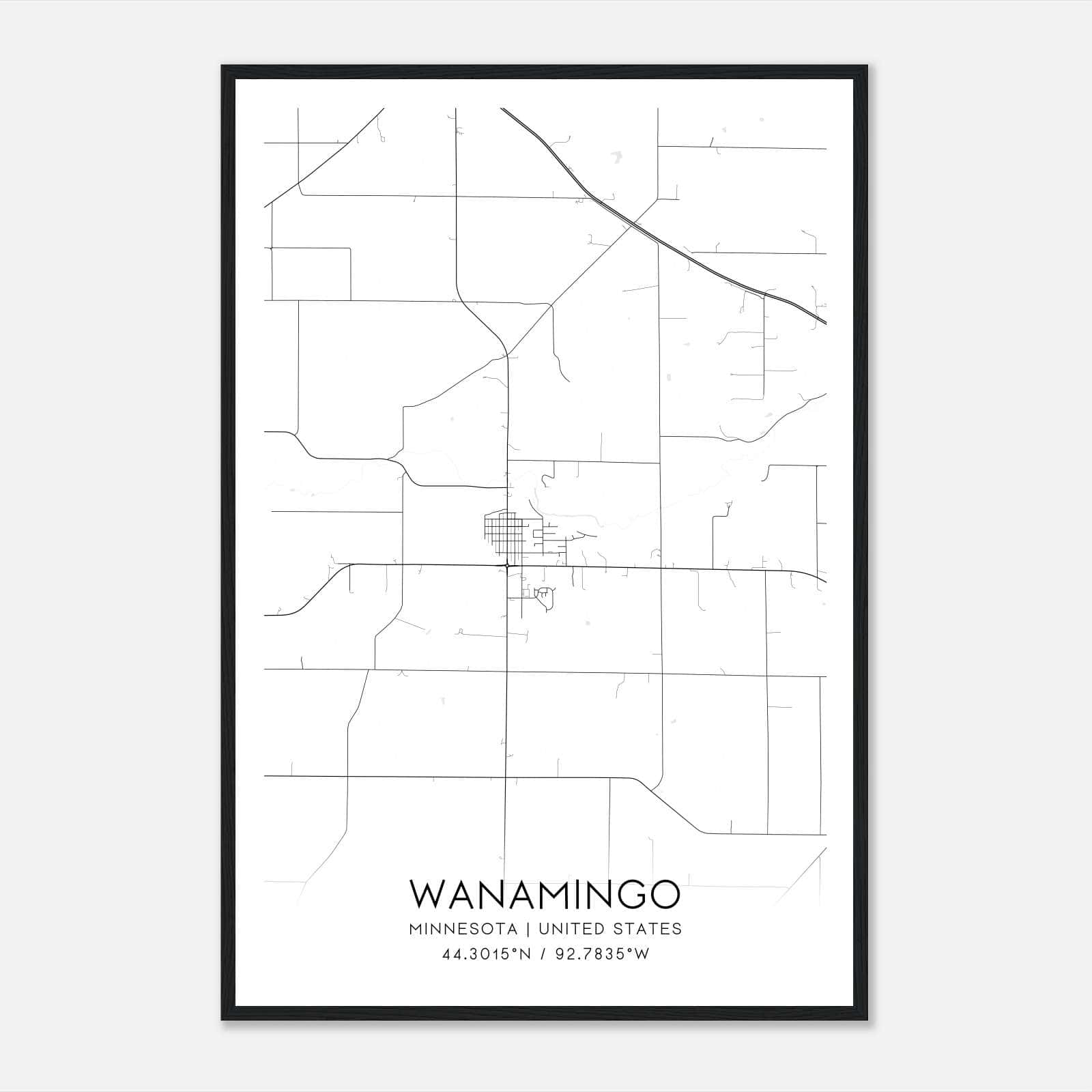 Wanamingo Minnesota Map Poster, Modern Home Decor Wall Art Print Wanamingo Minnesota Map Poster, Modern Home Decor Wall Art Print