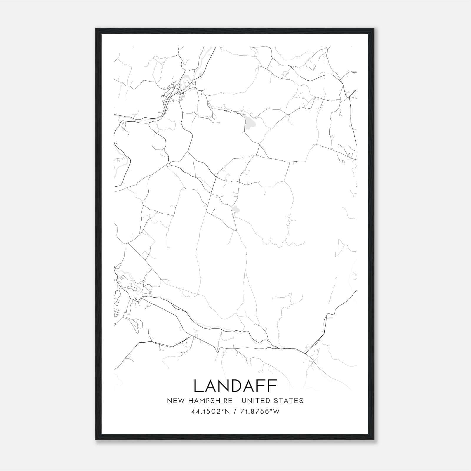 Landaff New Hampshire Map Poster, Modern Home Decor Wall Art Print Landaff New Hampshire Map Poster, Modern Home Decor Wall Art Print
