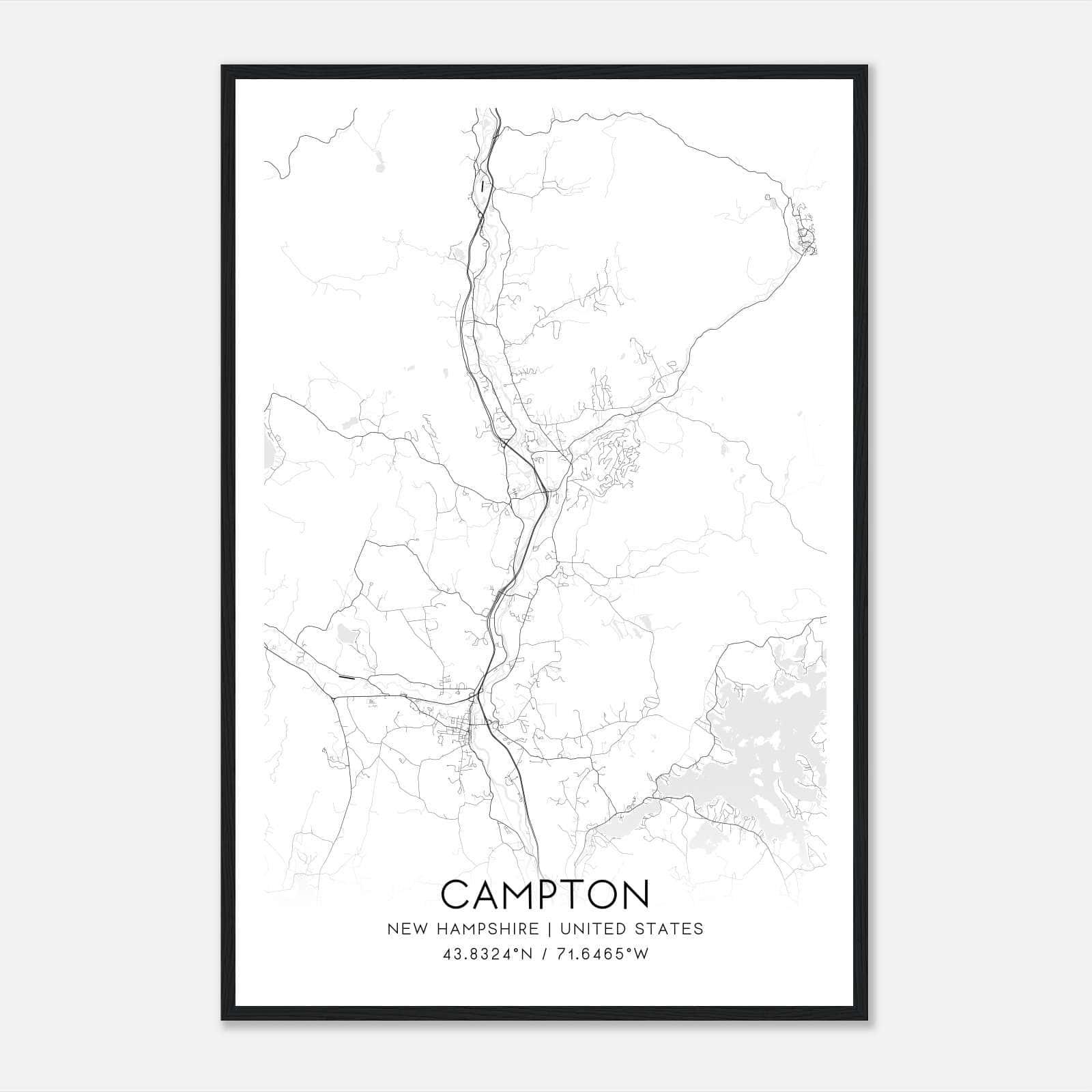 Campton New Hampshire Map Poster, Modern Home Decor Wall Art Print Campton New Hampshire Map Poster, Modern Home Decor Wall Art Print
