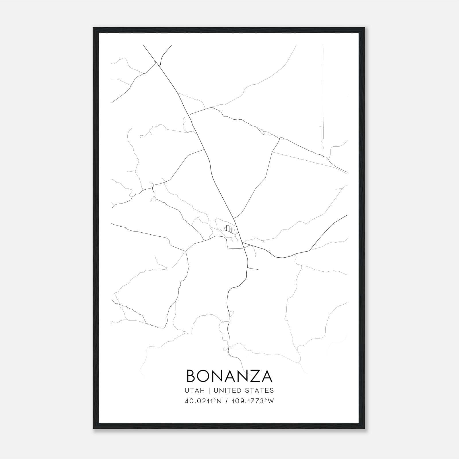 Bonanza Utah Map Poster, Modern Home Decor Wall Art Print Bonanza Utah Map Poster, Modern Home Decor Wall Art Print