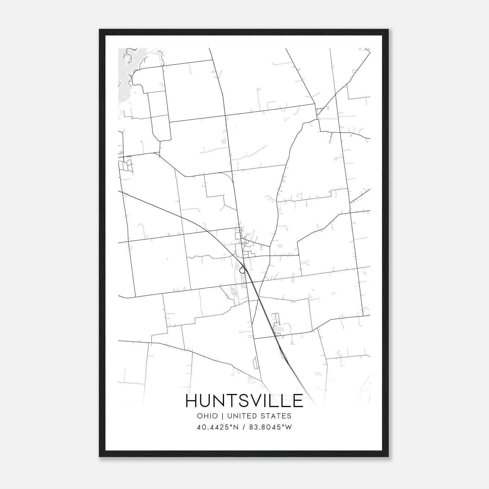 Huntsville Ohio Map Poster, Modern Home Decor Wall Art Print Huntsville Ohio Map Poster, Modern Home Decor Wall Art Print