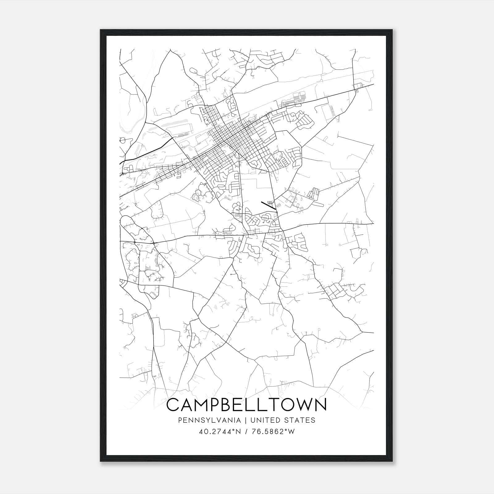Campbelltown Pennsylvania Map Poster, Modern Home Decor Wall Art Print Campbelltown Pennsylvania Map Poster, Modern Home Decor Wall Art Print