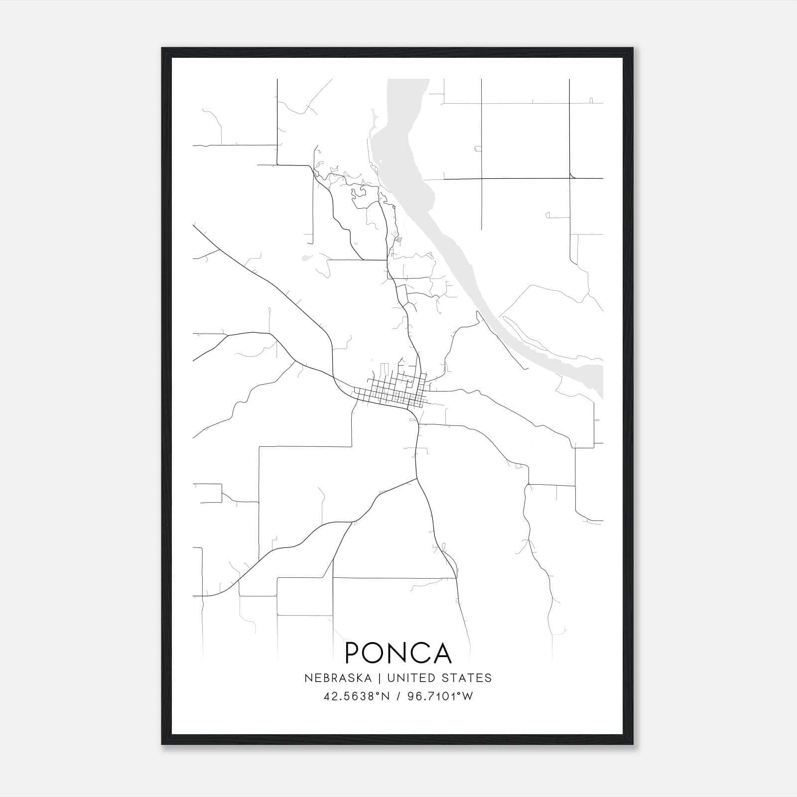 Ponca Nebraska Map Poster, Modern Home Decor Wall Art Print Ponca Nebraska Map Poster, Modern Home Decor Wall Art Print