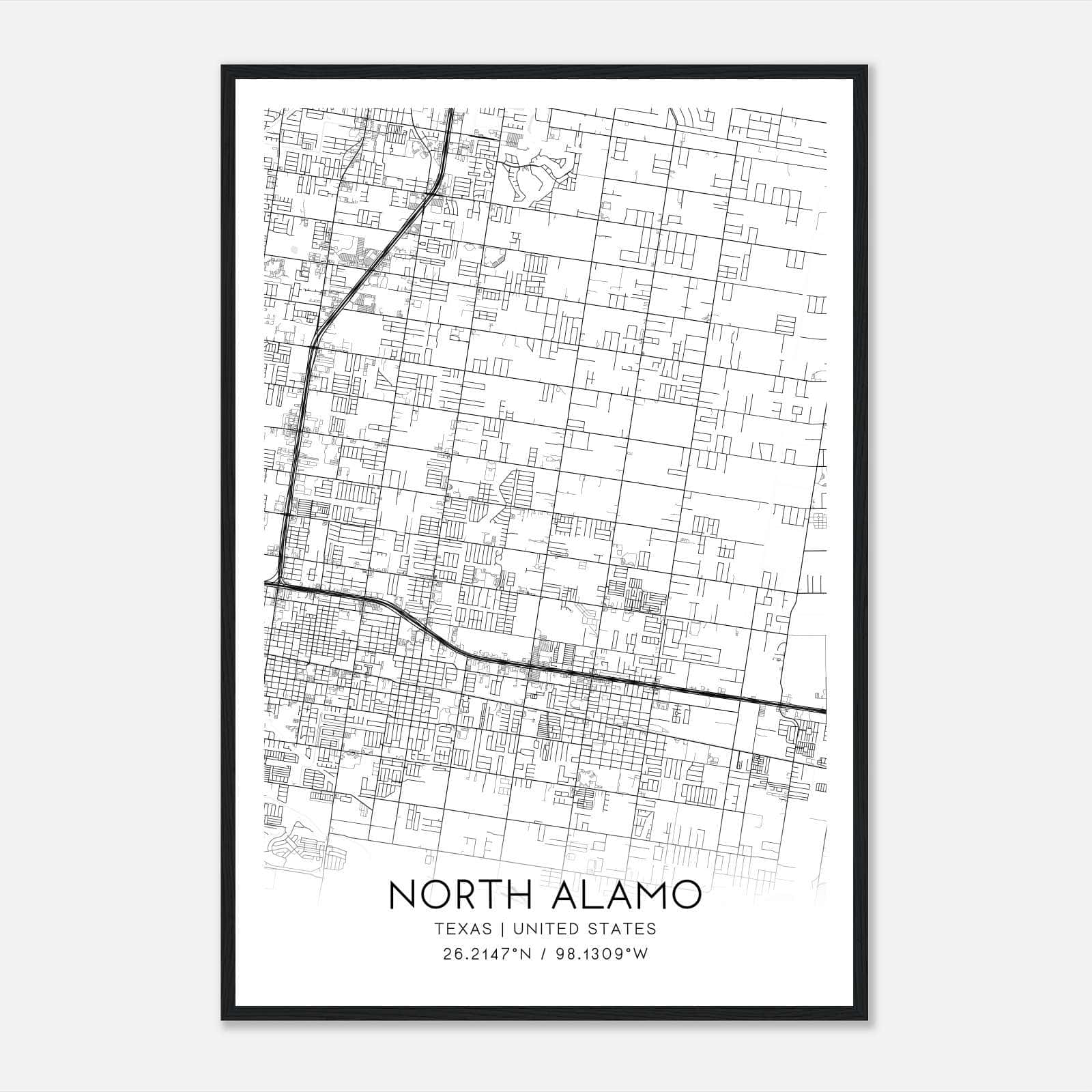 North Alamo Texas Map Poster, Modern Home Decor Wall Art Print North Alamo Texas Map Poster, Modern Home Decor Wall Art Print