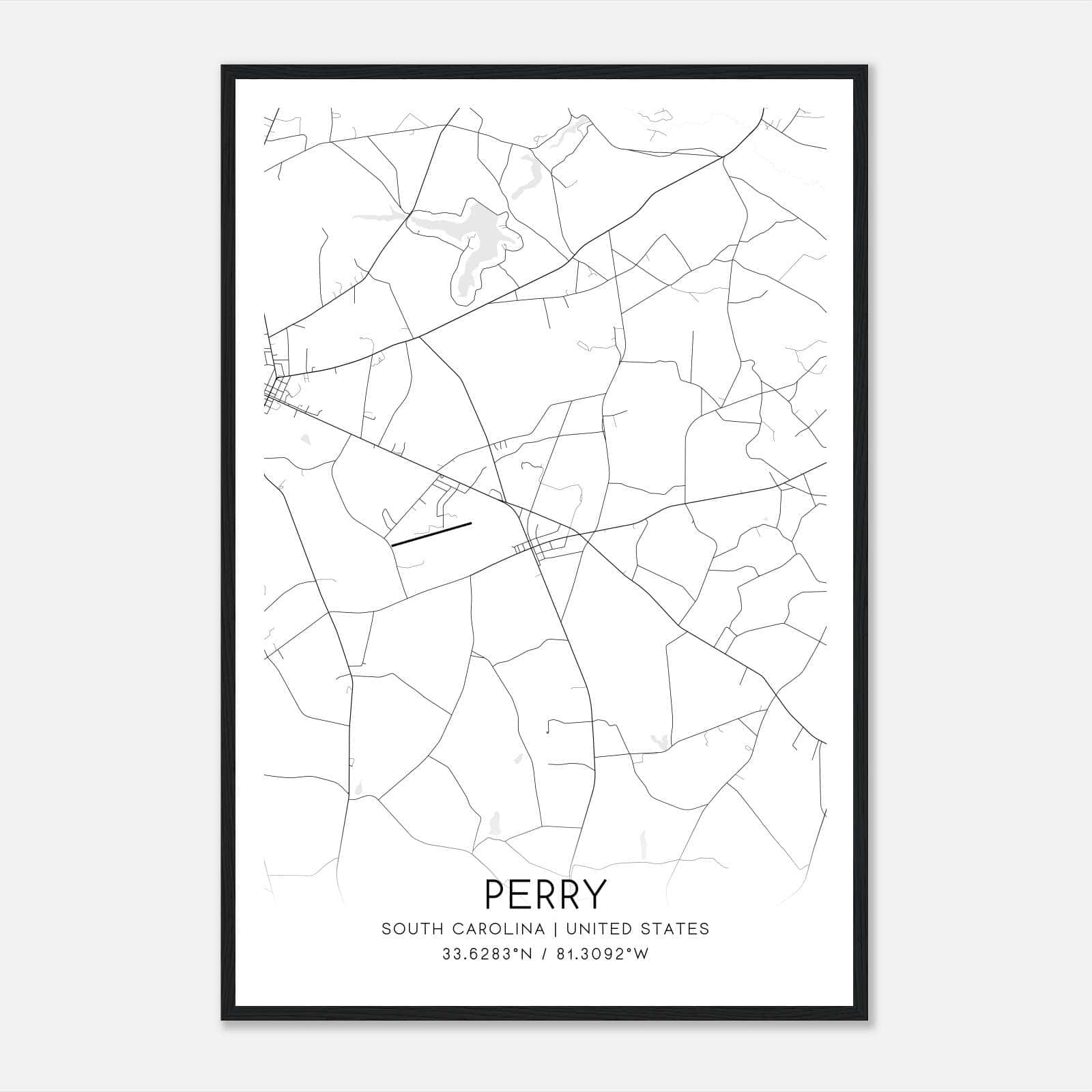 Perry South Carolina Map Poster, Modern Home Decor Wall Art Print Perry South Carolina Map Poster, Modern Home Decor Wall Art Print