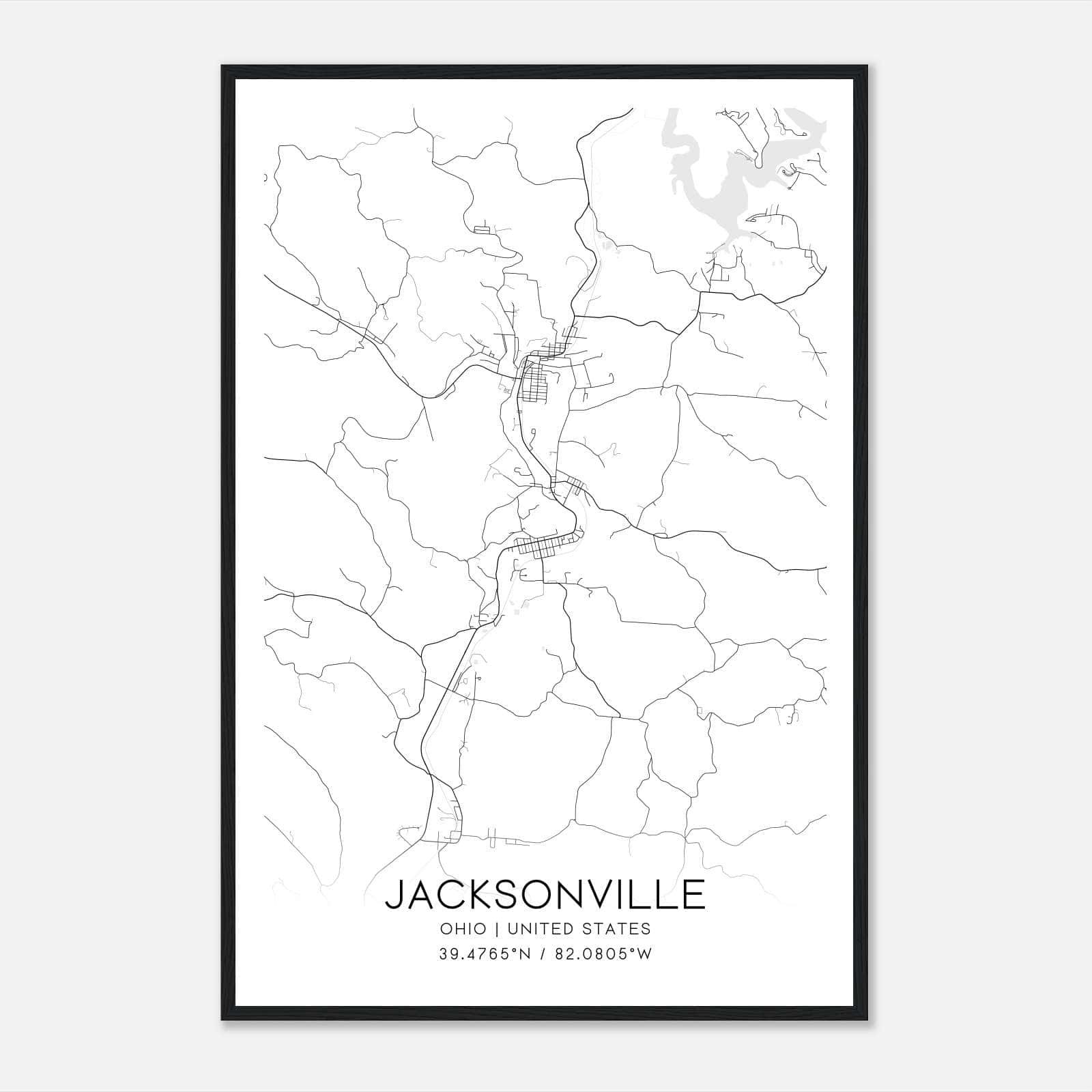 Jacksonville Ohio Map Poster, Modern Home Decor Wall Art Print Jacksonville Ohio Map Poster, Modern Home Decor Wall Art Print