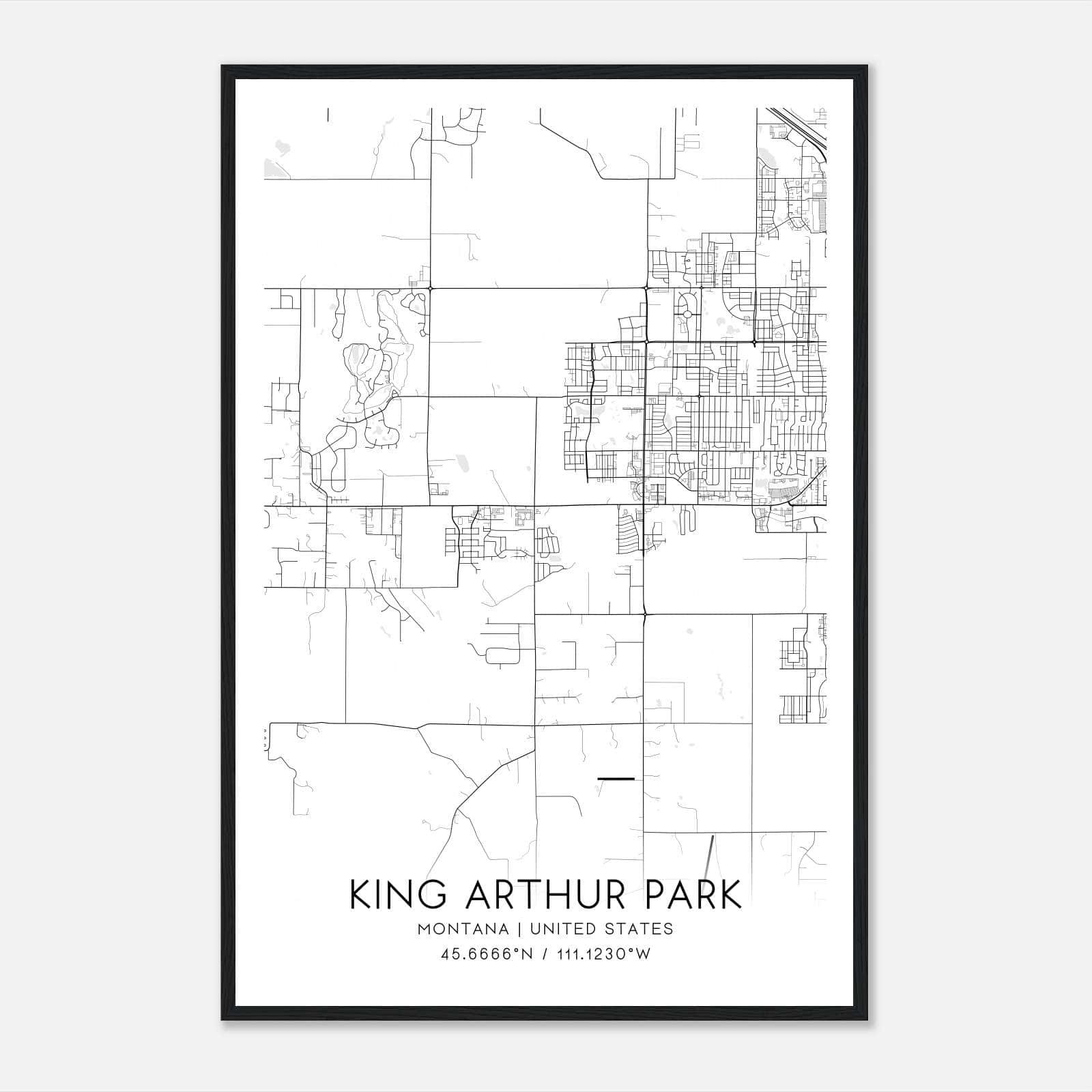 King Arthur Park Montana Map Poster, Modern Home Decor Wall Art Print King Arthur Park Montana Map Poster, Modern Home Decor Wall Art Print