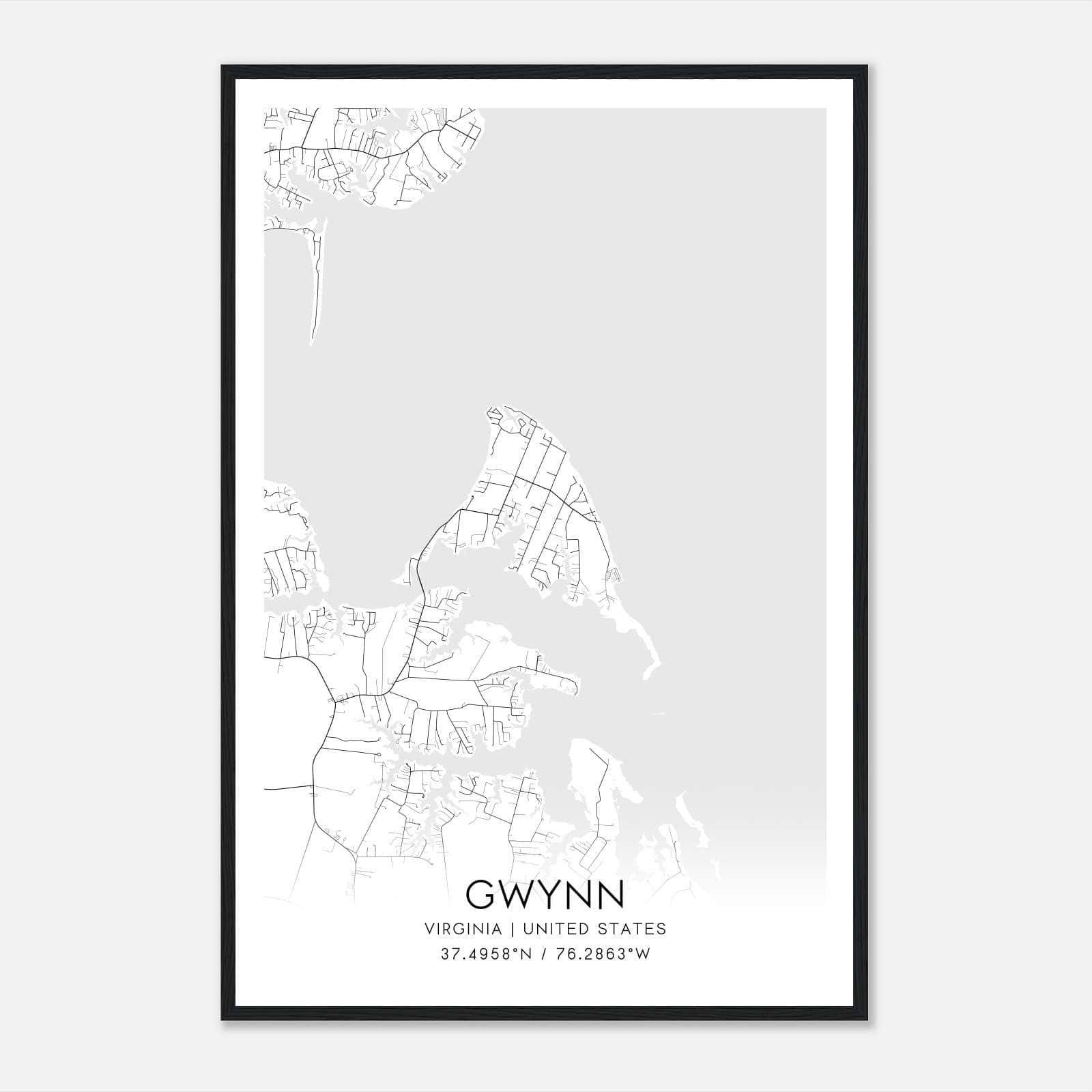 Gwynn Virginia Map Poster, Modern Home Decor Wall Art Print Gwynn Virginia Map Poster, Modern Home Decor Wall Art Print