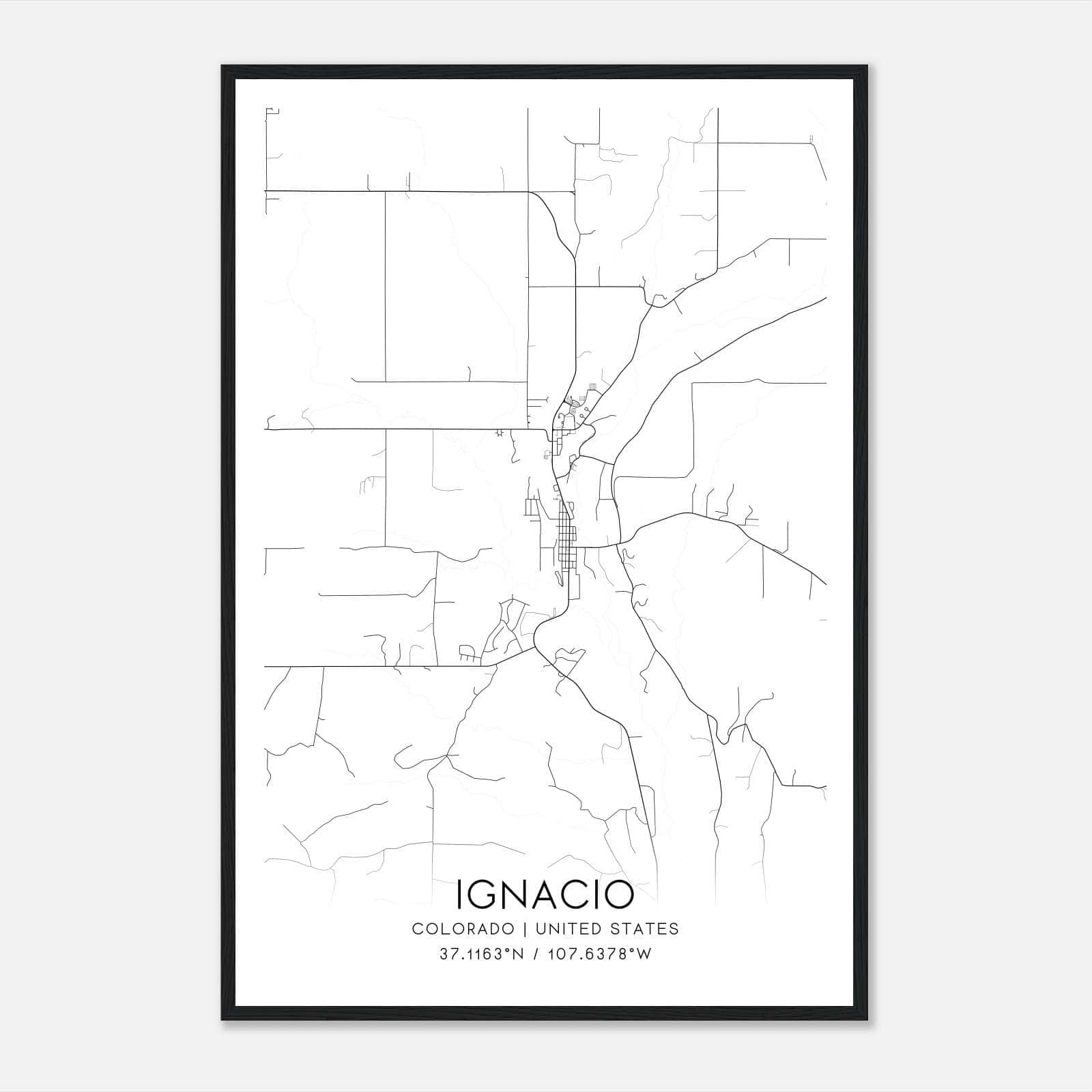 Ignacio Colorado Map Poster, Modern Home Decor Wall Art Print Ignacio Colorado Map Poster, Modern Home Decor Wall Art Print