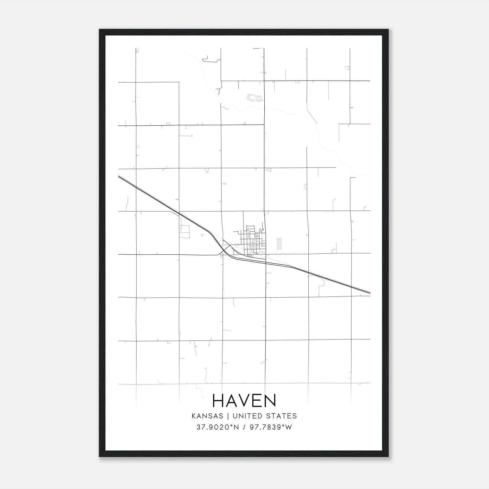 Haven Kansas Map Poster, Modern Home Decor Wall Art Print Haven Kansas Map Poster, Modern Home Decor Wall Art Print