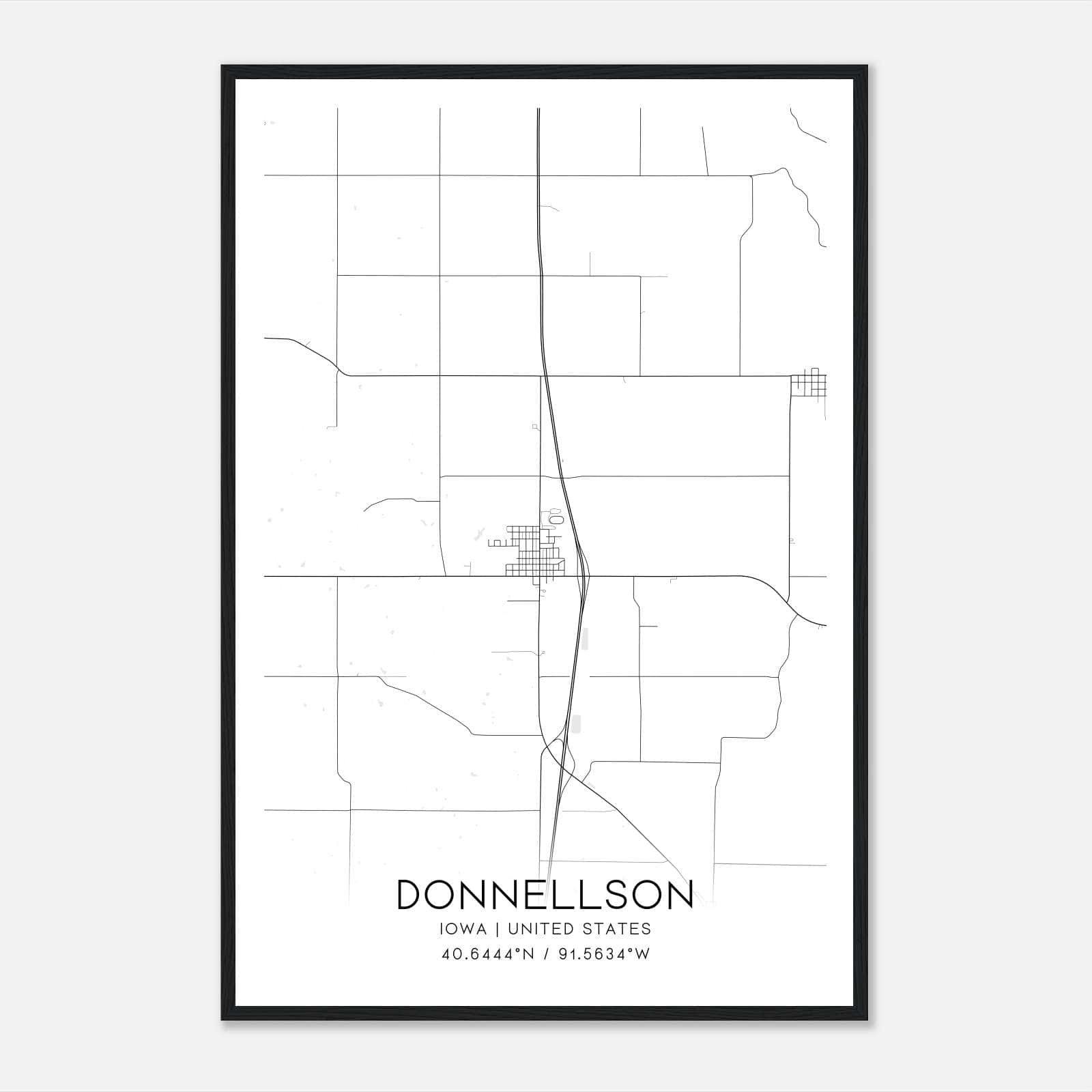 Donnellson Iowa Map Poster, Modern Home Decor Wall Art Print Donnellson Iowa Map Poster, Modern Home Decor Wall Art Print