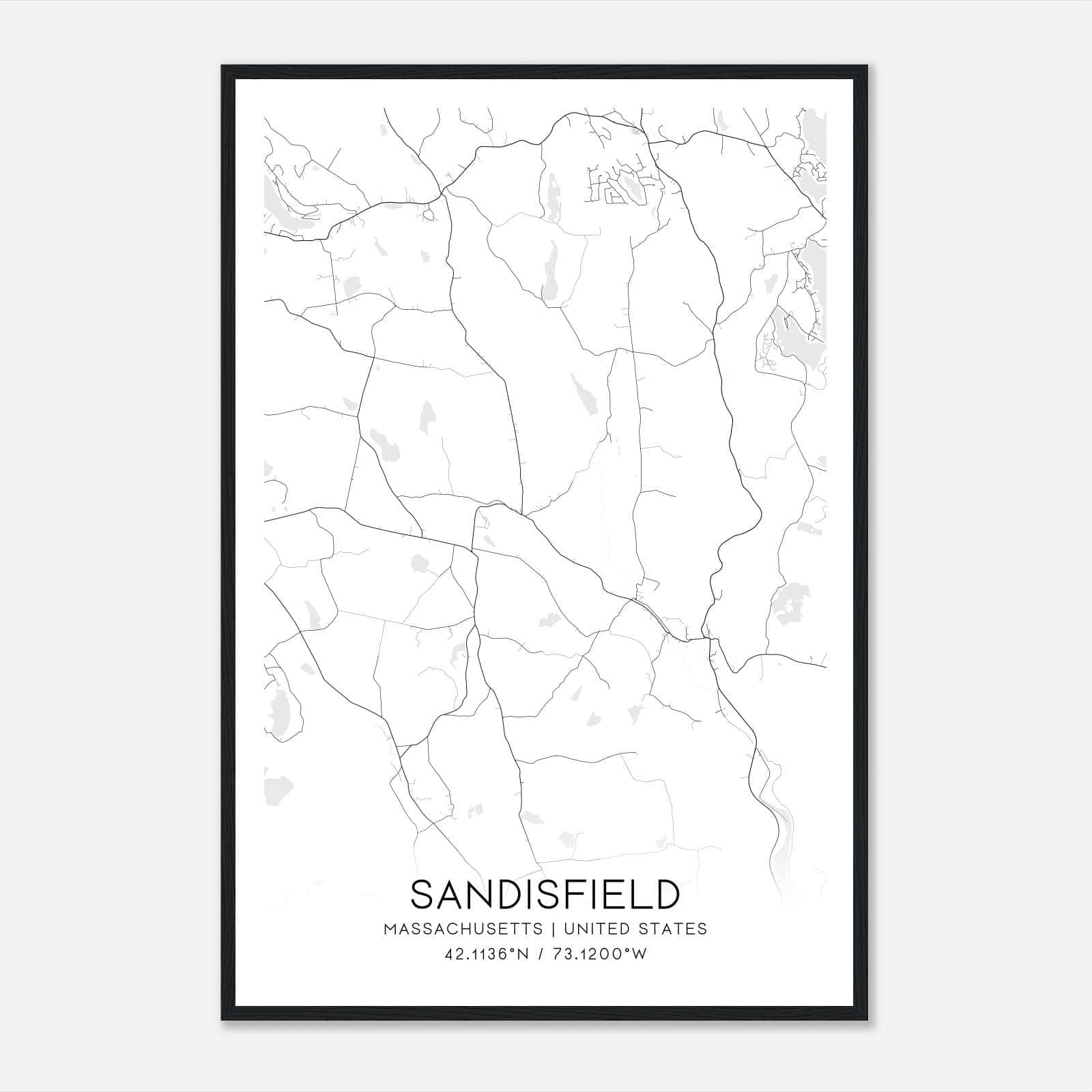 Sandisfield Massachusetts Map Poster, Modern Home Decor Wall Art Print Sandisfield Massachusetts Map Poster, Modern Home Decor Wall Art Print