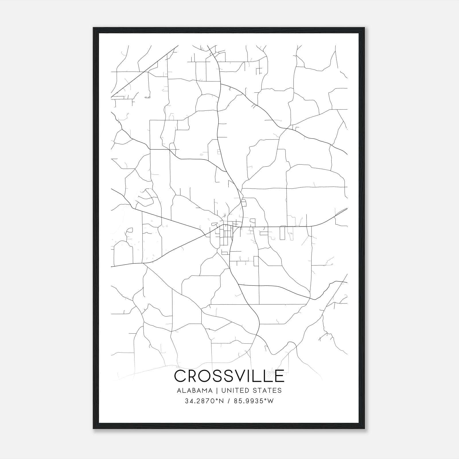 Crossville Alabama Map Poster, Modern Home Decor Wall Art Print Crossville Alabama Map Poster, Modern Home Decor Wall Art Print