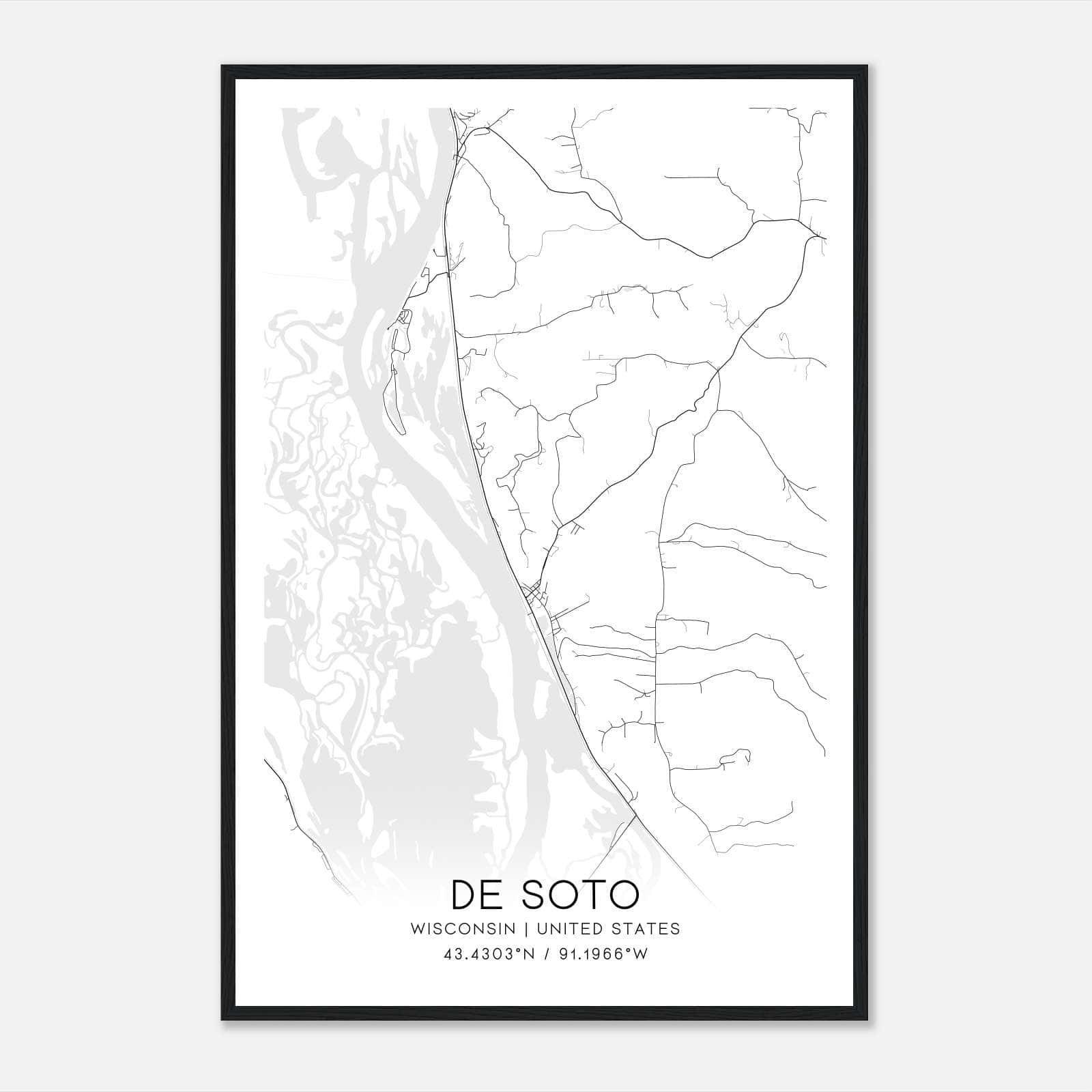 De Soto Wisconsin Map Poster, Modern Home Decor Wall Art Print De Soto Wisconsin Map Poster, Modern Home Decor Wall Art Print