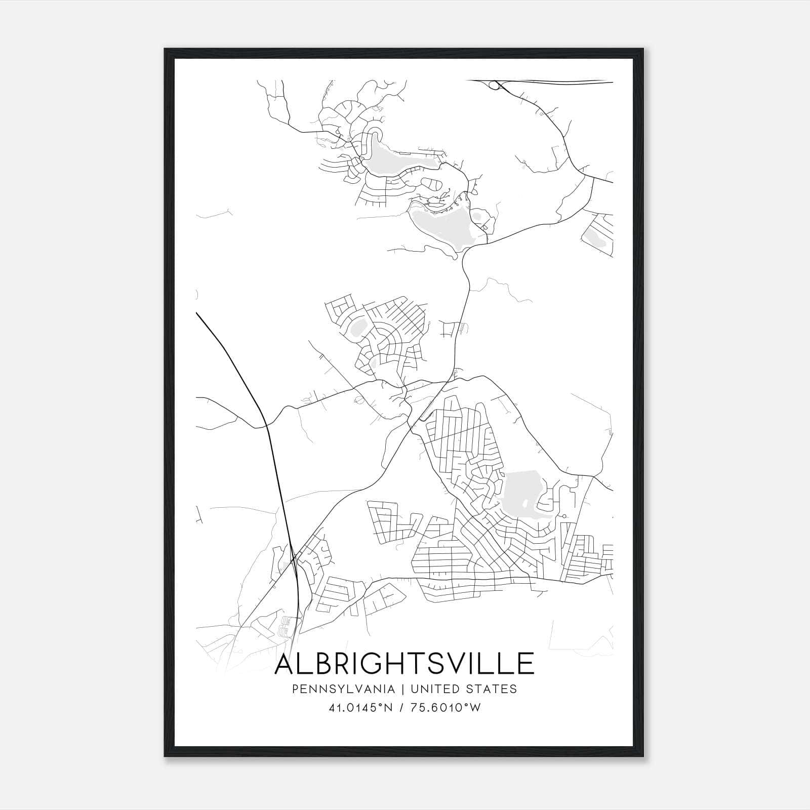Albrightsville Pennsylvania Map Poster, Modern Home Decor Wall Art Print Albrightsville Pennsylvania Map Poster, Modern Home Decor Wall Art Print