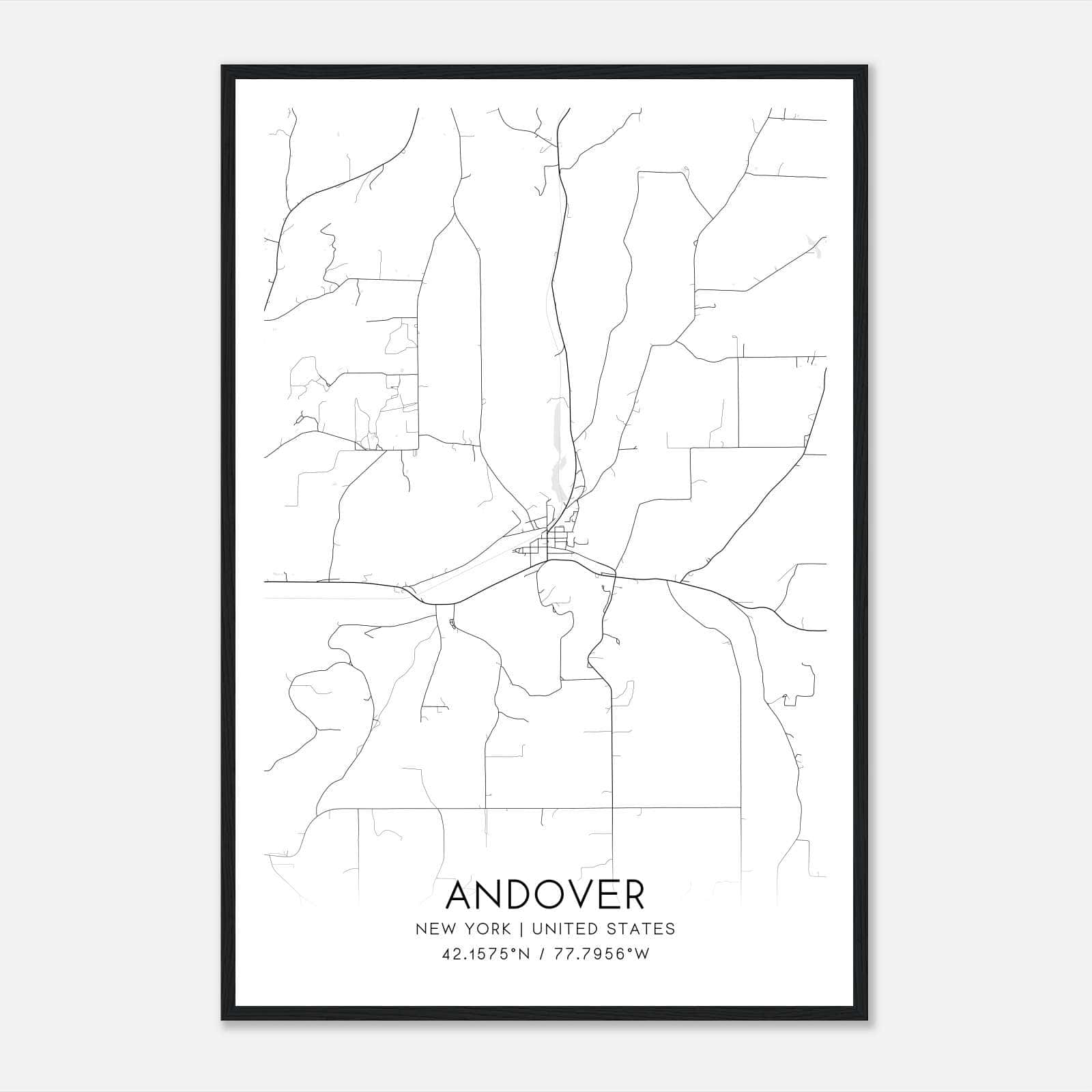 Andover New York Map Poster, Modern Home Decor Wall Art Print Andover New York Map Poster, Modern Home Decor Wall Art Print