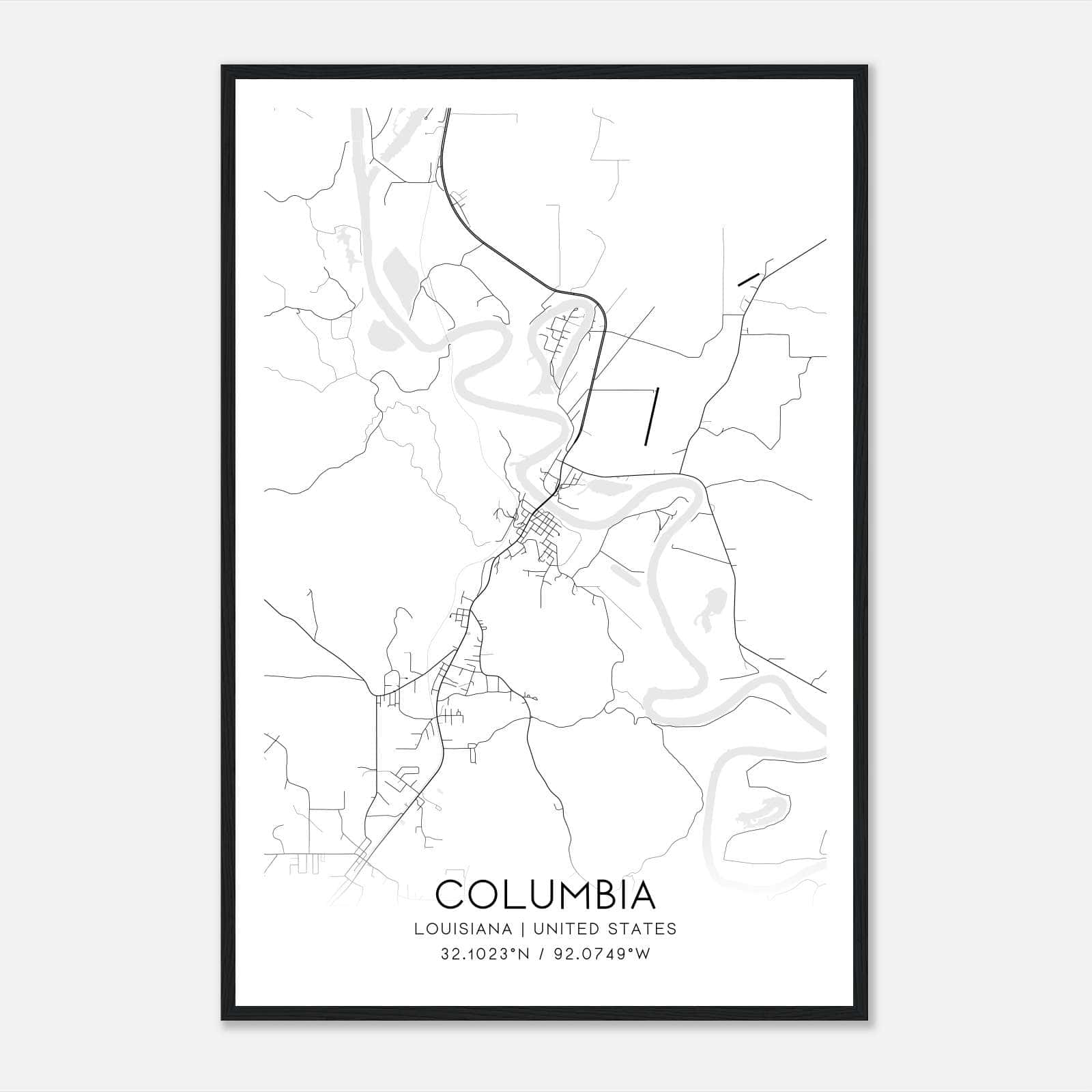 Columbia Louisiana Map Poster, Modern Home Decor Wall Art Print Columbia Louisiana Map Poster, Modern Home Decor Wall Art Print
