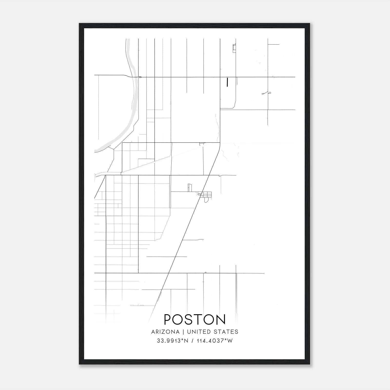 Poston Arizona Map Poster, Modern Home Decor Wall Art Print Poston Arizona Map Poster, Modern Home Decor Wall Art Print