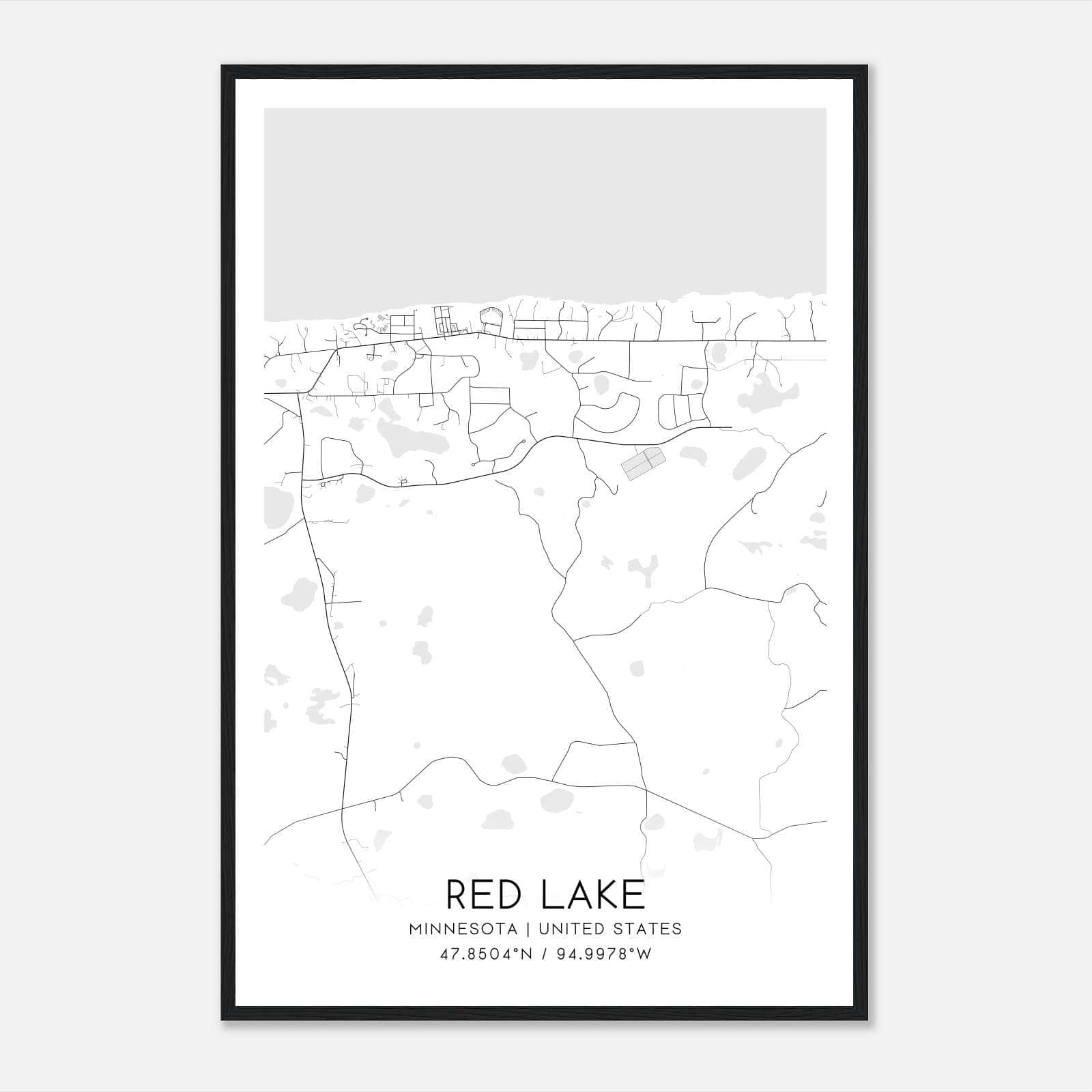 Red Lake Minnesota Map Poster, Modern Home Decor Wall Art Print ...