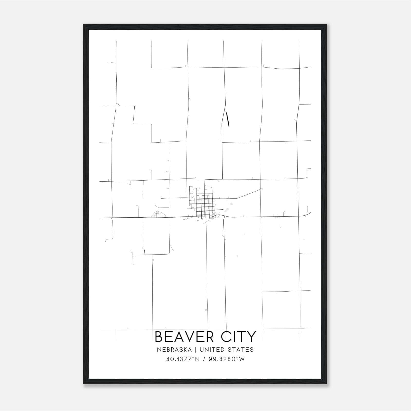 Beaver City Nebraska Map Poster, Modern Home Decor Wall Art Print Beaver City Nebraska Map Poster, Modern Home Decor Wall Art Print