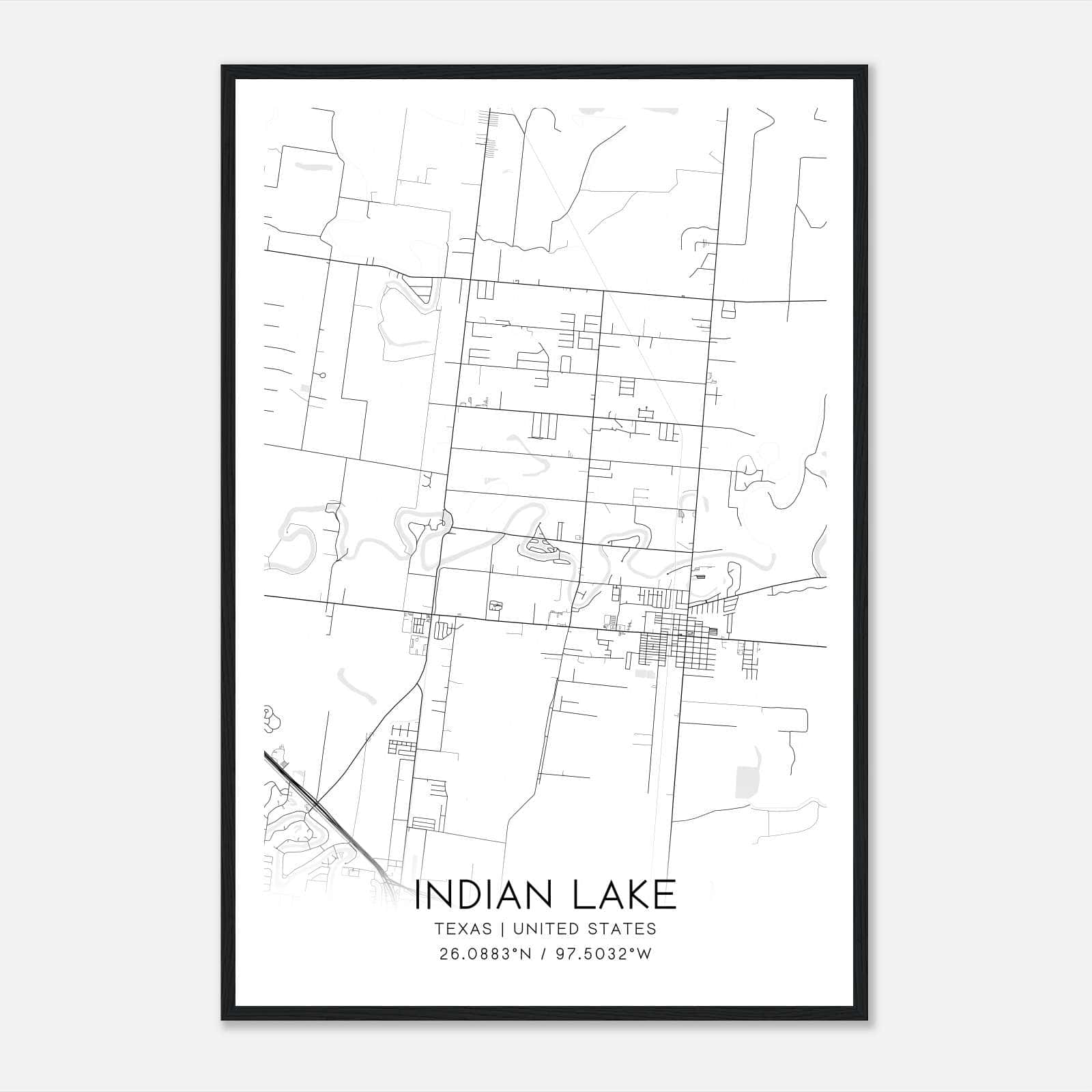 Indian Lake Texas Map Poster, Modern Home Decor Wall Art Print Indian Lake Texas Map Poster, Modern Home Decor Wall Art Print