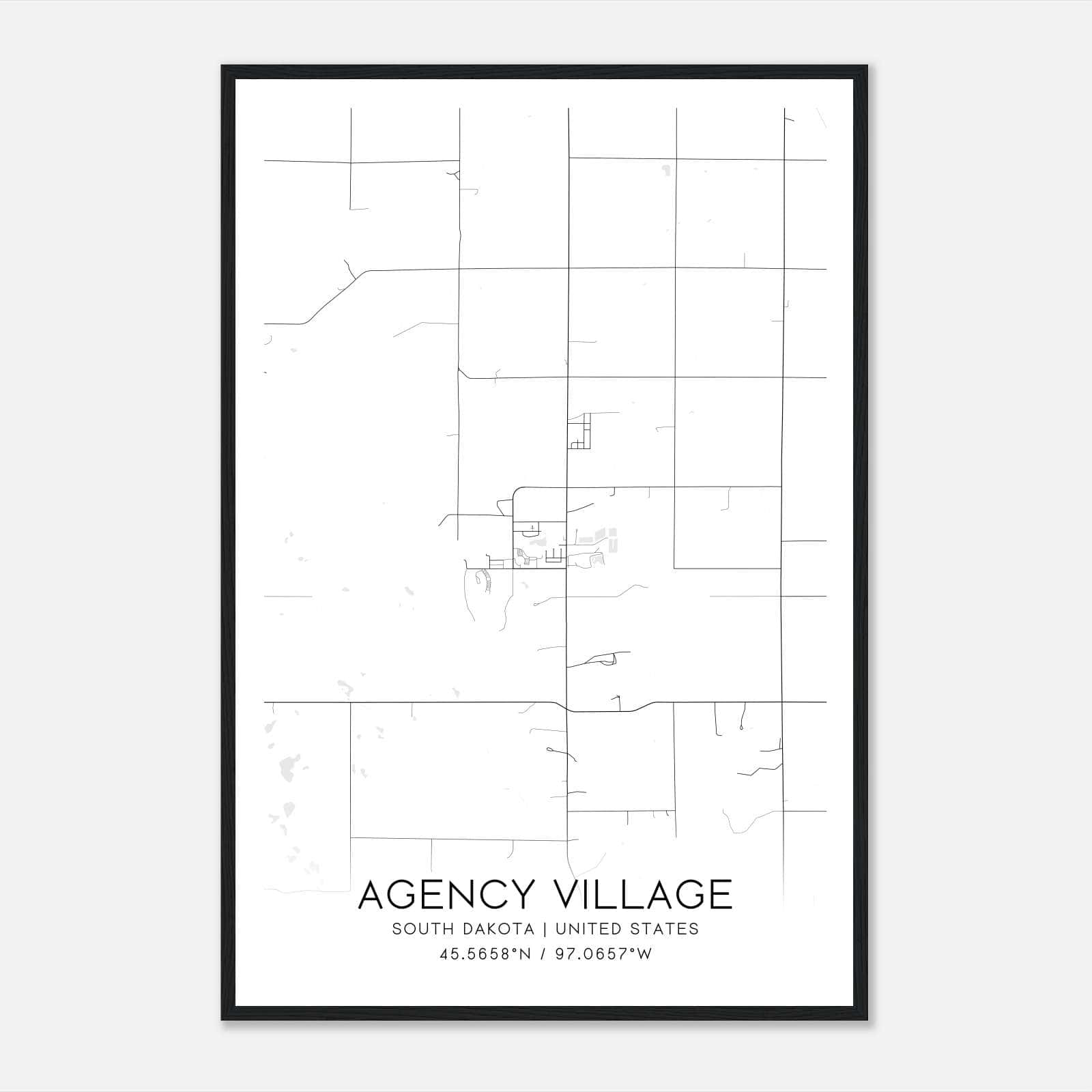 Agency Village South Dakota Map Poster, Modern Home Decor Wall Art Print Agency Village South Dakota Map Poster, Modern Home Decor Wall Art Print