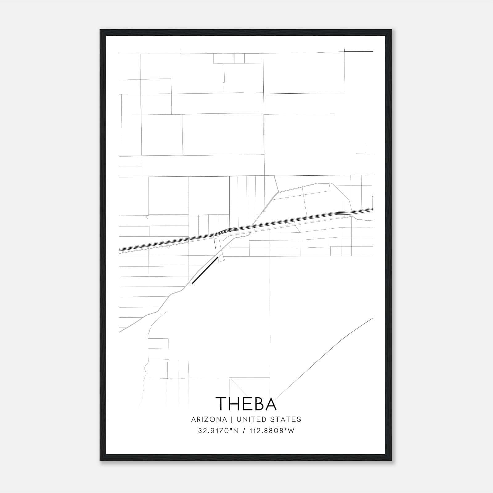 Theba Arizona Map Poster, Modern Home Decor Wall Art Print Theba Arizona Map Poster, Modern Home Decor Wall Art Print