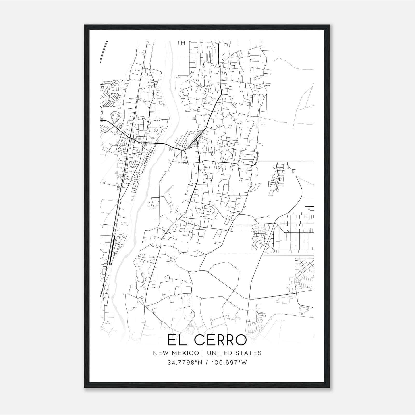 El Cerro New Mexico Map Poster, Modern Home Decor Wall Art Print El Cerro New Mexico Map Poster, Modern Home Decor Wall Art Print