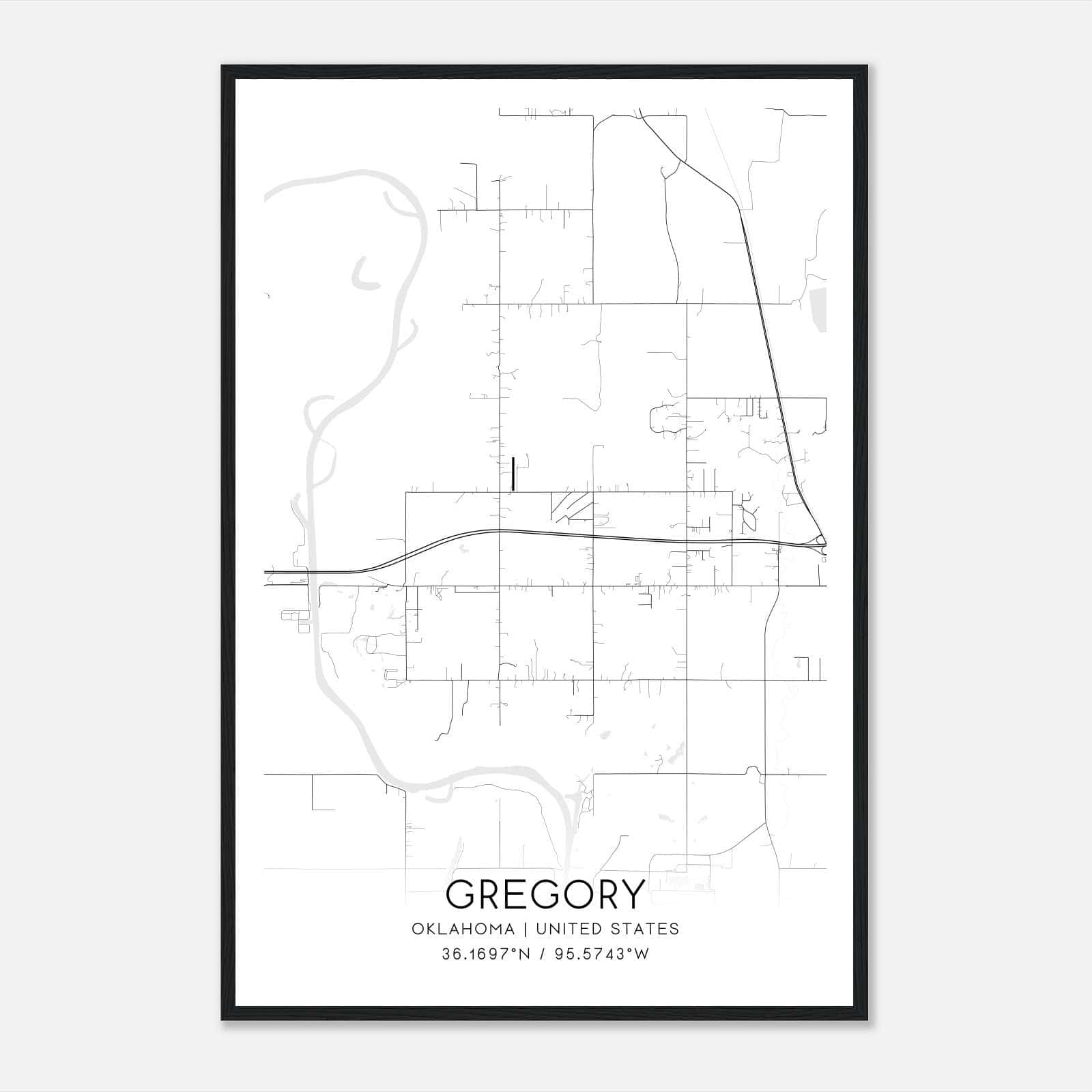Gregory Oklahoma Map Poster, Modern Home Decor Wall Art Print Gregory Oklahoma Map Poster, Modern Home Decor Wall Art Print