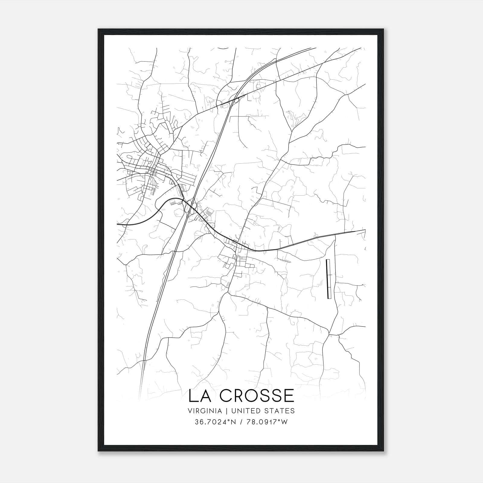 La Crosse Virginia Map Poster, Modern Home Decor Wall Art Print La Crosse Virginia Map Poster, Modern Home Decor Wall Art Print
