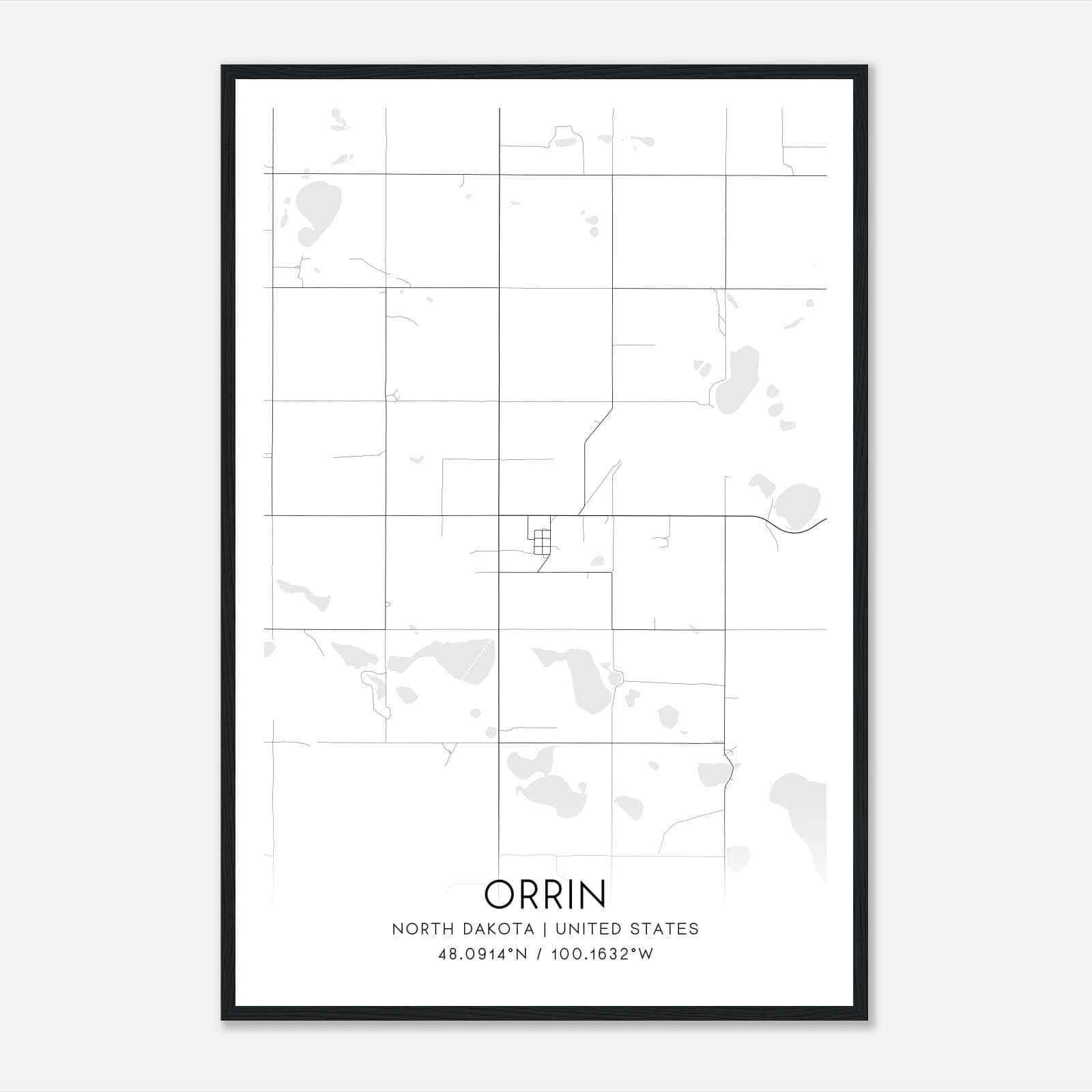 Orrin North Dakota Map Poster, Modern Home Decor Wall Art Print Orrin North Dakota Map Poster, Modern Home Decor Wall Art Print
