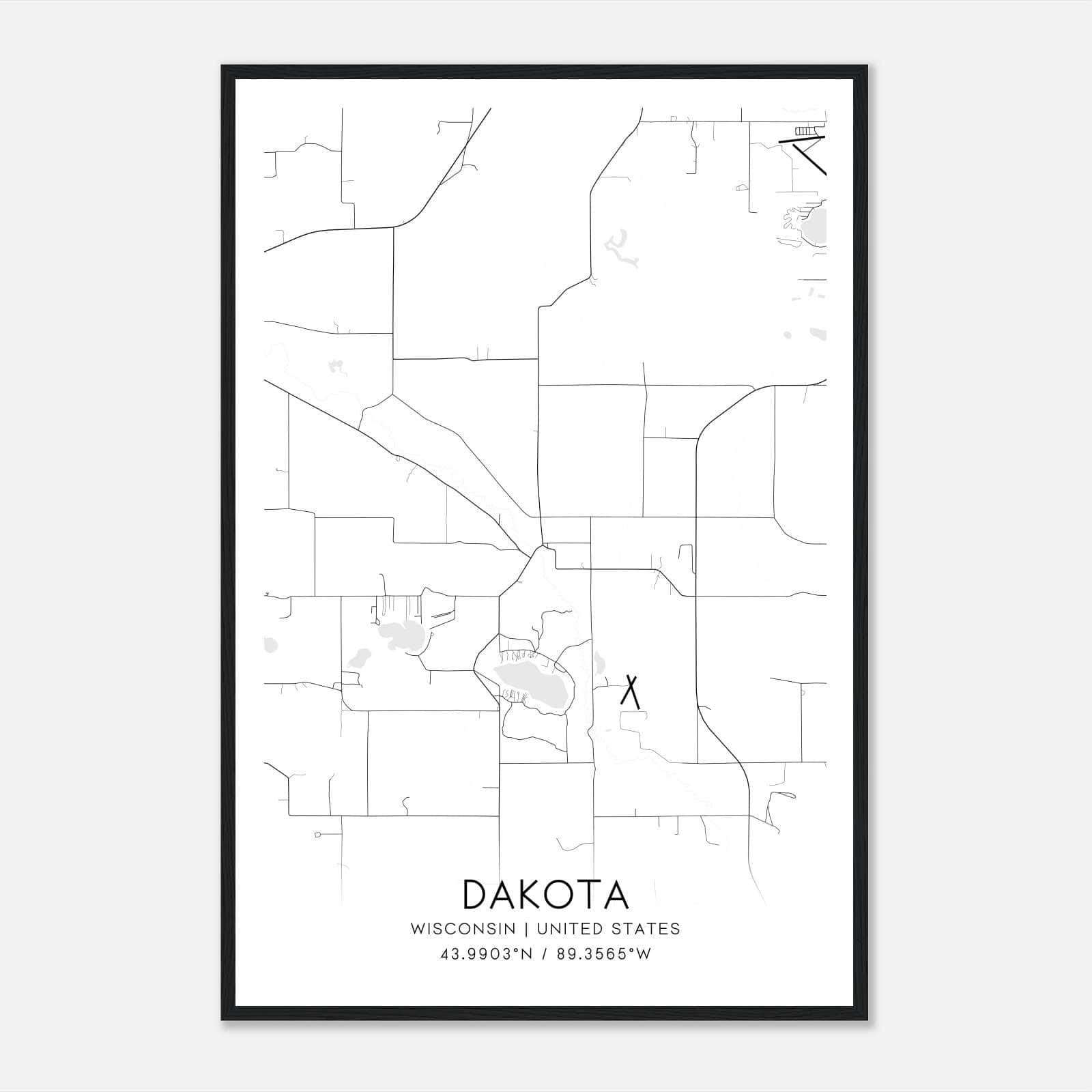 Dakota Wisconsin Map Poster, Modern Home Decor Wall Art Print Dakota Wisconsin Map Poster, Modern Home Decor Wall Art Print