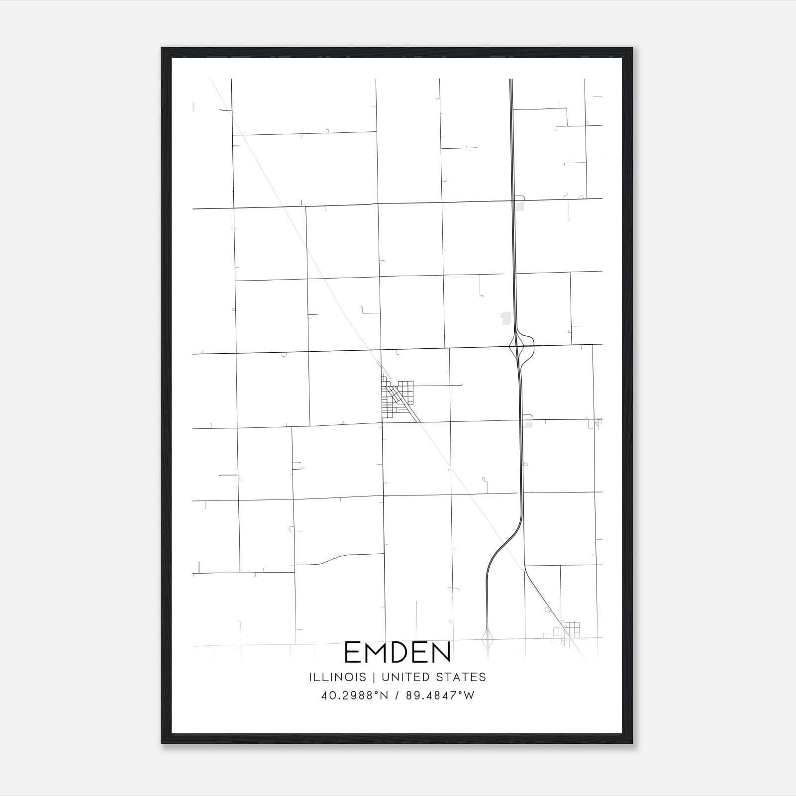 Emden Illinois Map Poster, Modern Home Decor Wall Art Print Emden Illinois Map Poster, Modern Home Decor Wall Art Print