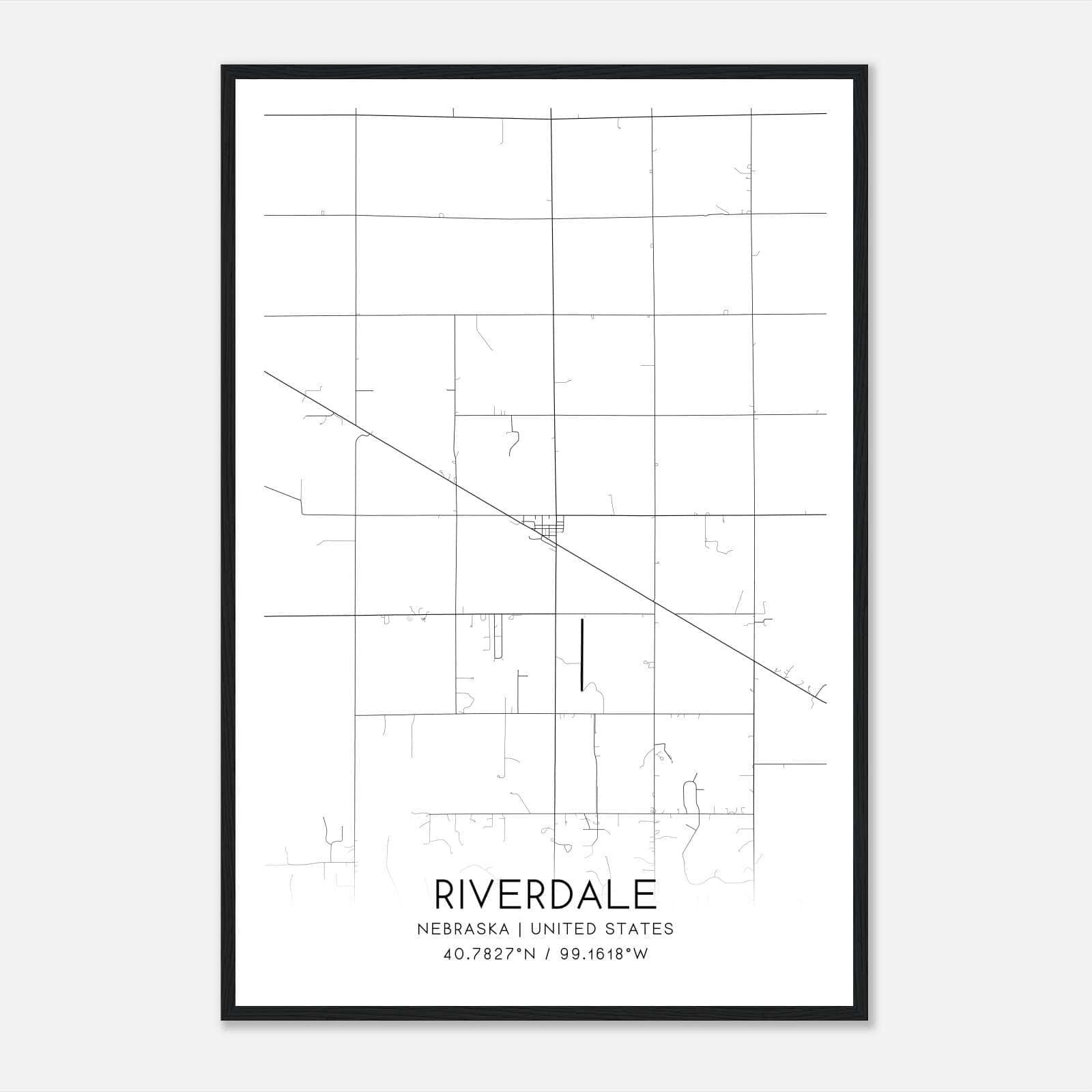 Riverdale Nebraska Map Poster, Modern Home Decor Wall Art Print Riverdale Nebraska Map Poster, Modern Home Decor Wall Art Print