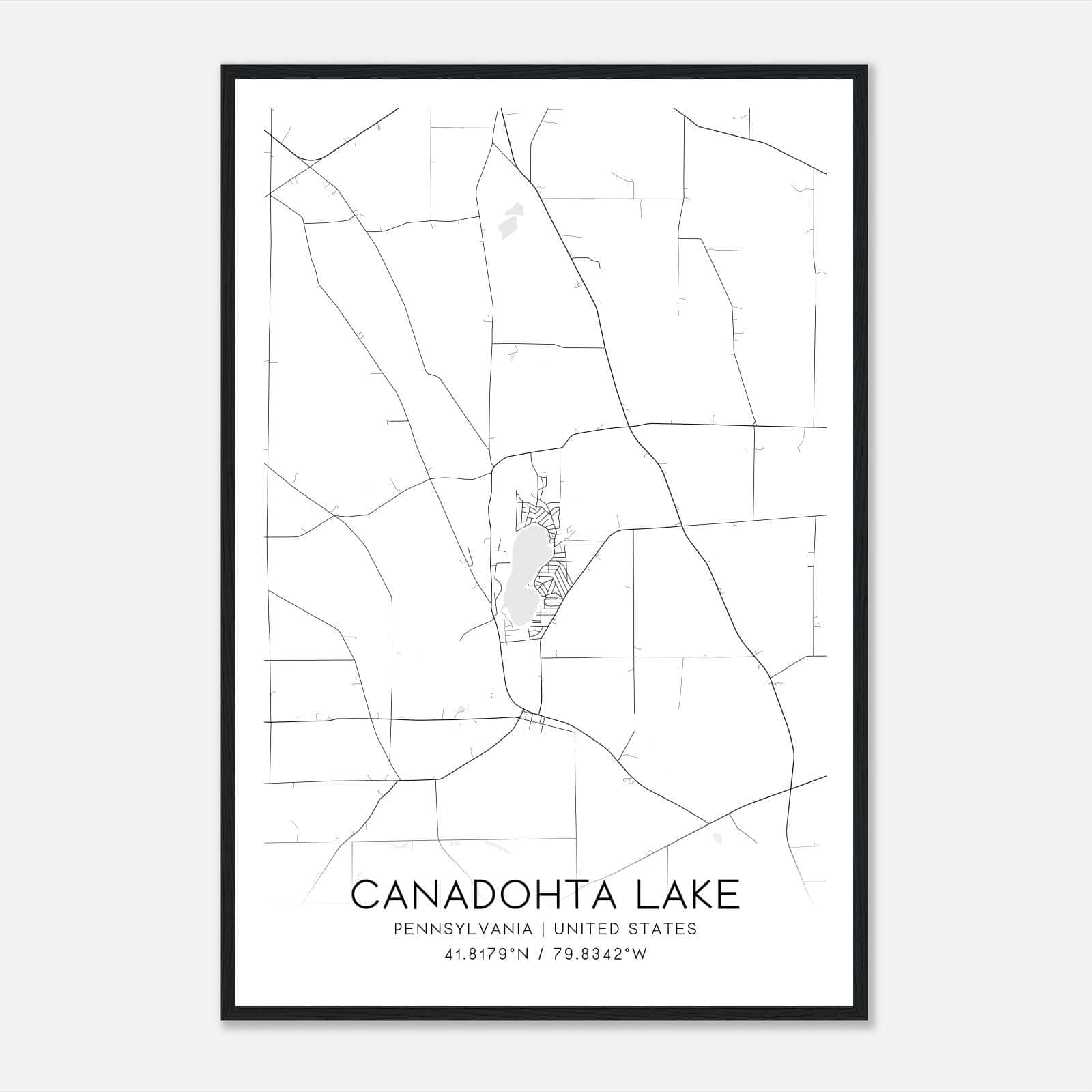 Canadohta Lake Pennsylvania Map Poster, Modern Home Decor Wall Art Print Canadohta Lake Pennsylvania Map Poster, Modern Home Decor Wall Art Print
