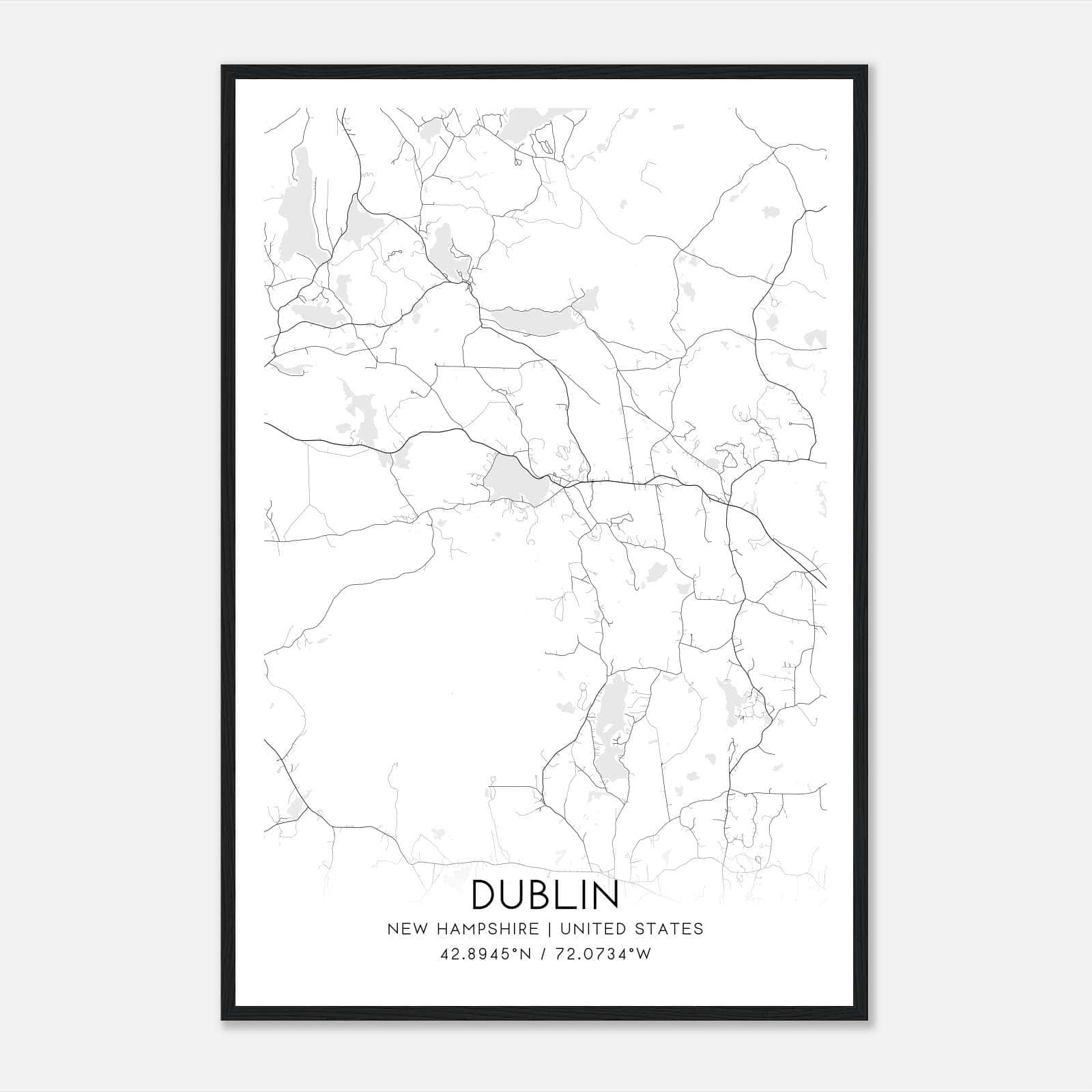 Dublin New Hampshire Map Poster, Modern Home Decor Wall Art Print Dublin New Hampshire Map Poster, Modern Home Decor Wall Art Print