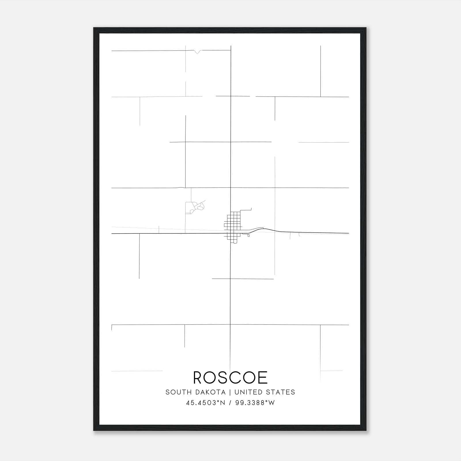 Roscoe South Dakota Map Poster, Modern Home Decor Wall Art Print Roscoe South Dakota Map Poster, Modern Home Decor Wall Art Print